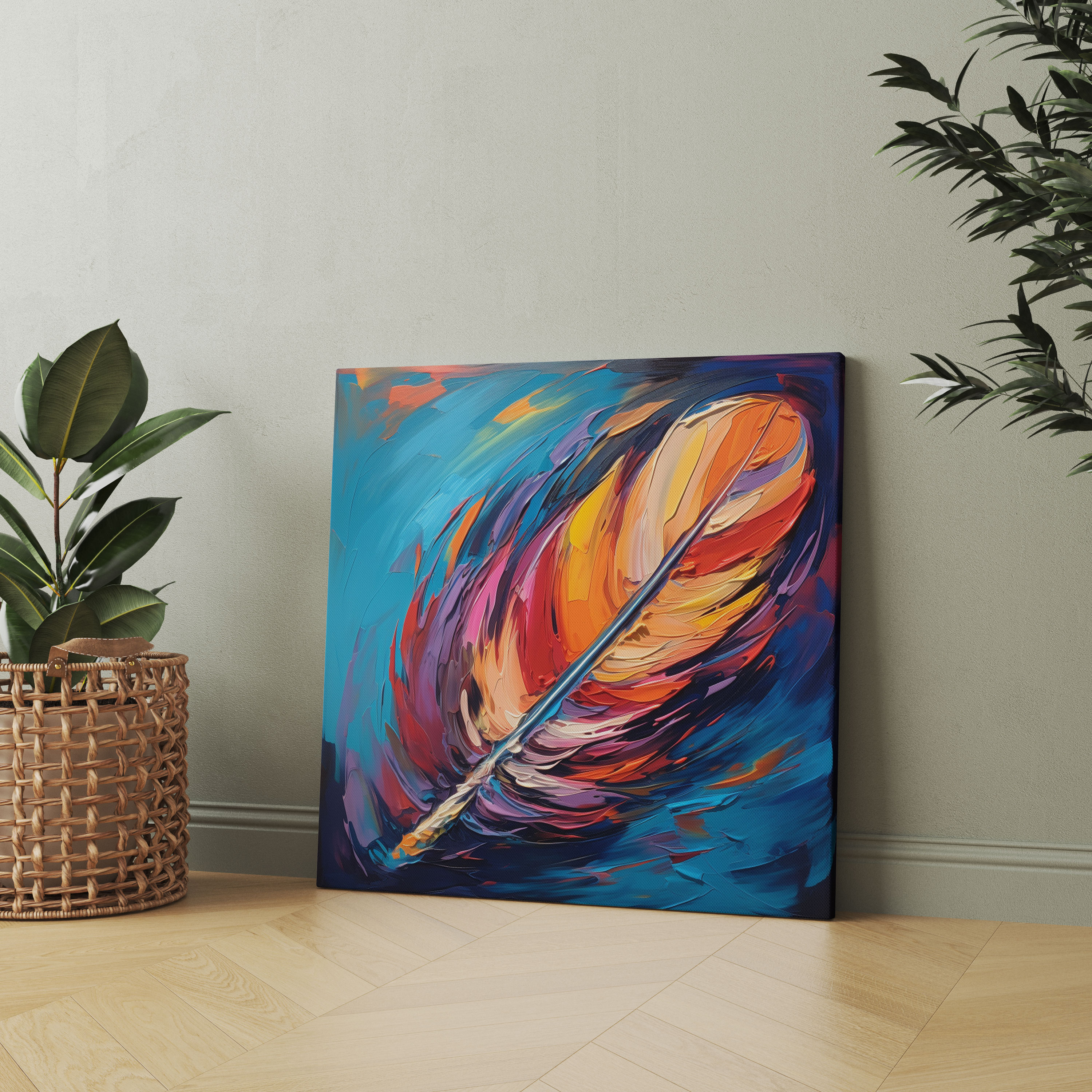Feather Canvas Print - Impressionist Oil Painting - Wall Art - Feather, Impressionist Oil Painting, Feather Canvas Print, Canvas