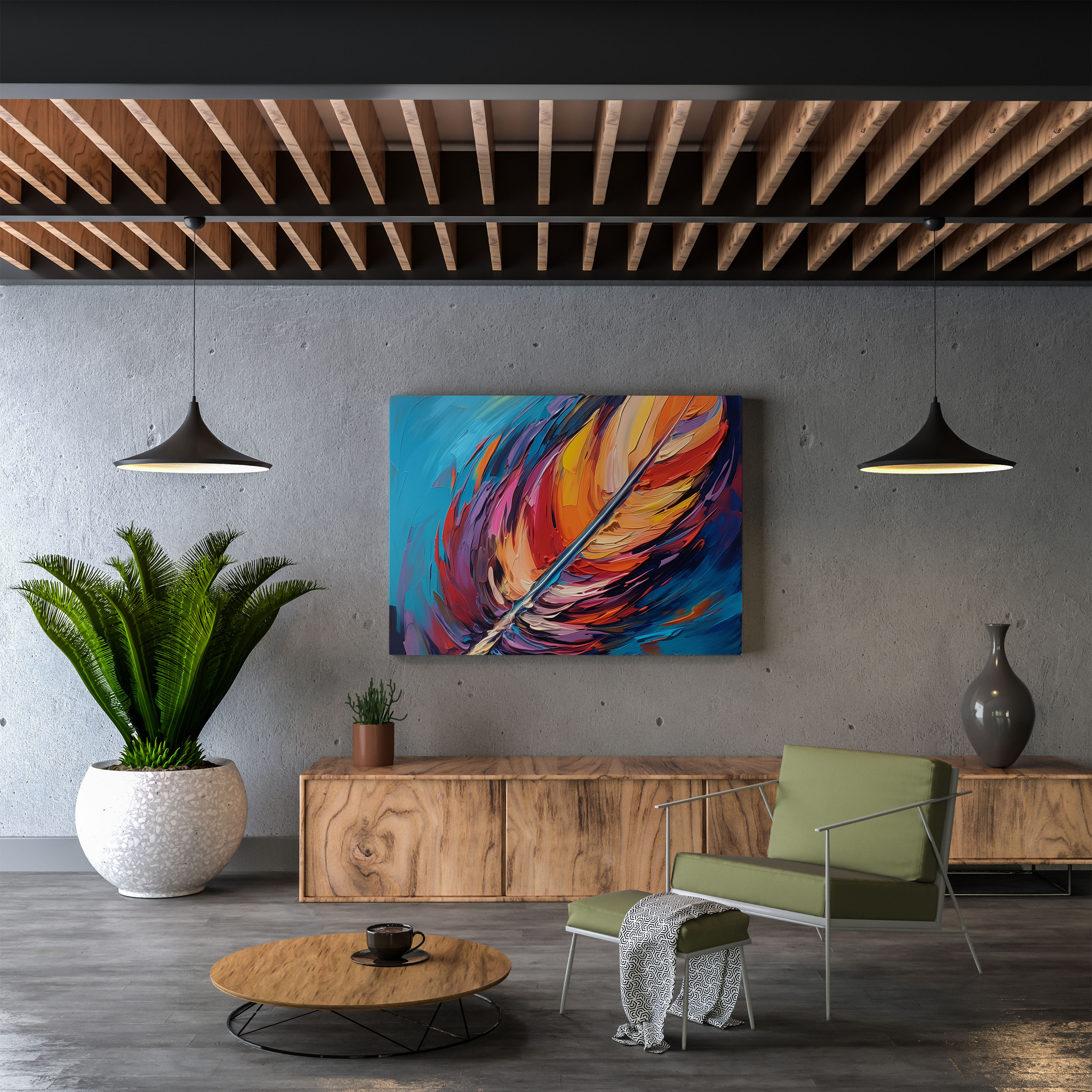 Feather Canvas Print - Impressionist Oil Painting - Wall Art - Feather, Impressionist Oil Painting, Feather Canvas Print, Canvas