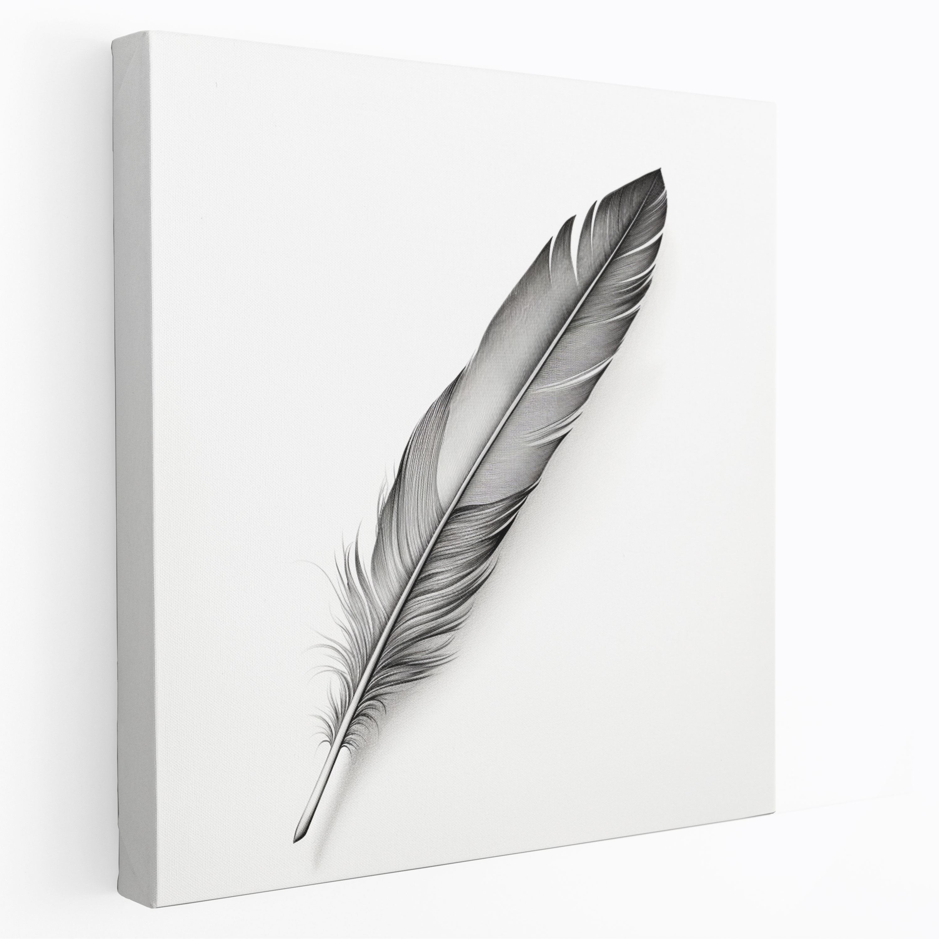 Feather Canvas Print - Realistic Pencil Drawing - Wall Art - Feather, Wall Art, Feather Canvas Print, Home Decoration