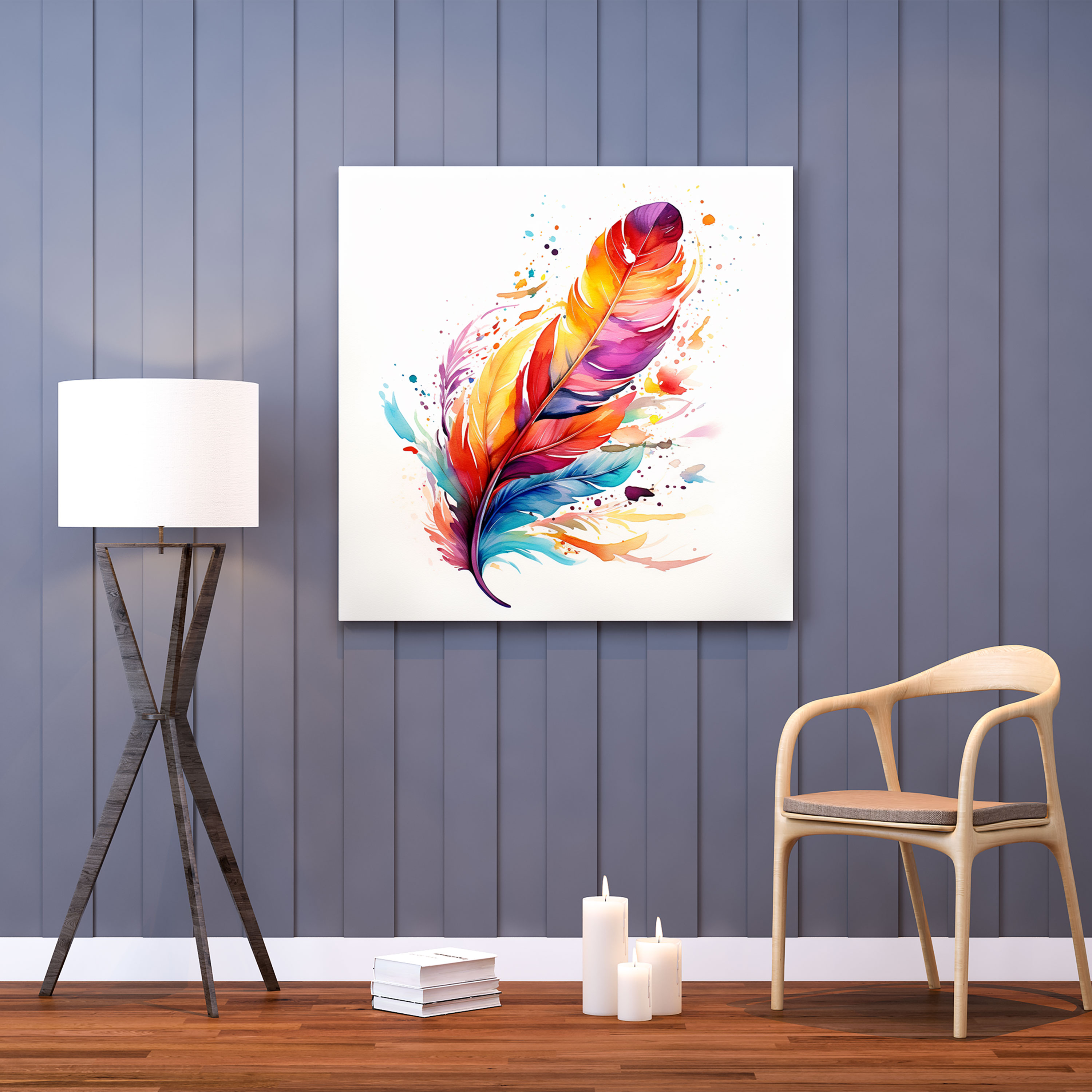 Feather Wall Art - Whimsical Watercolor Illustration - Canvas Print - Feather, Canvas, Whimsical Watercolor Illustration, Canvas Print