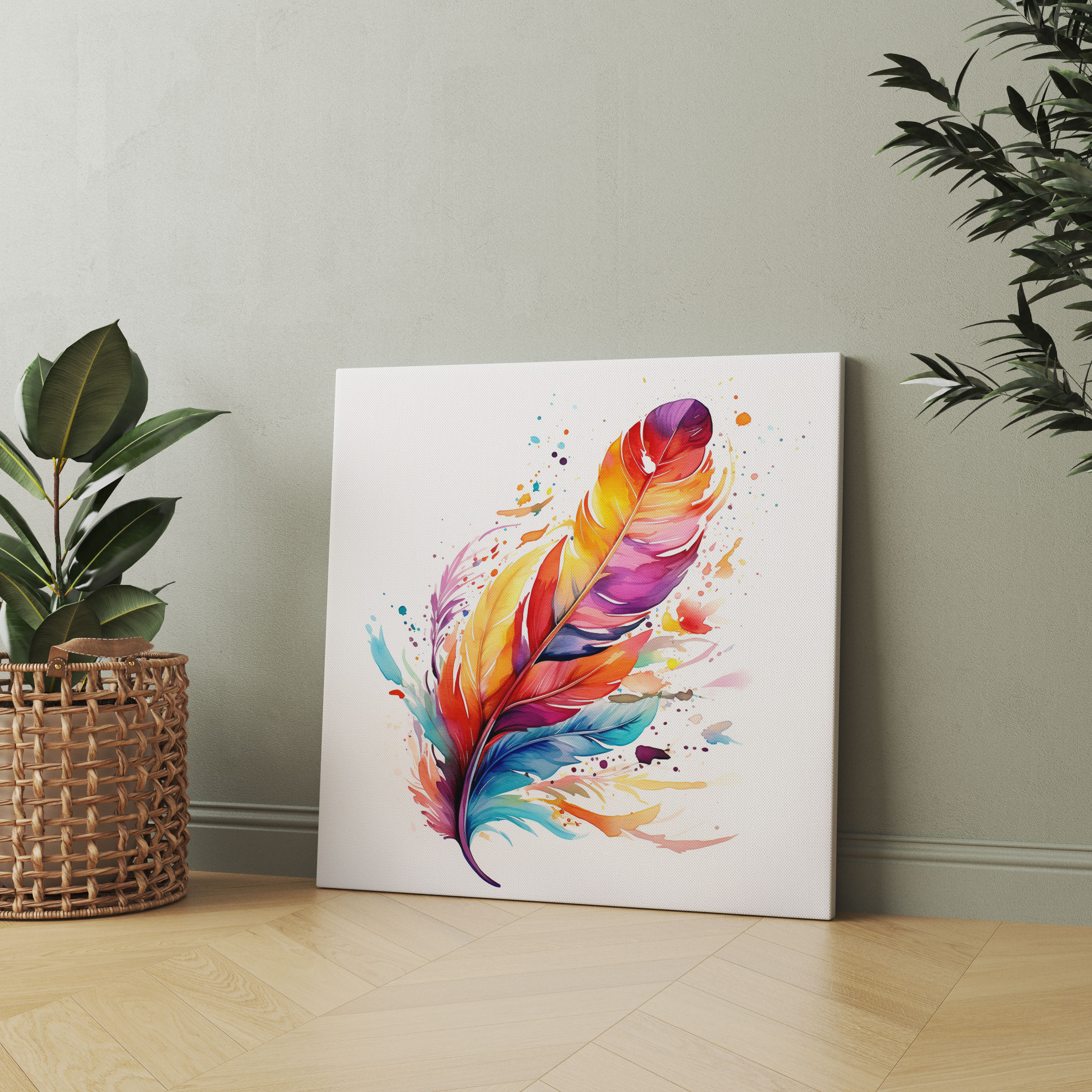 Feather Wall Art - Whimsical Watercolor Illustration - Canvas Print - Feather, Canvas, Whimsical Watercolor Illustration, Canvas Print