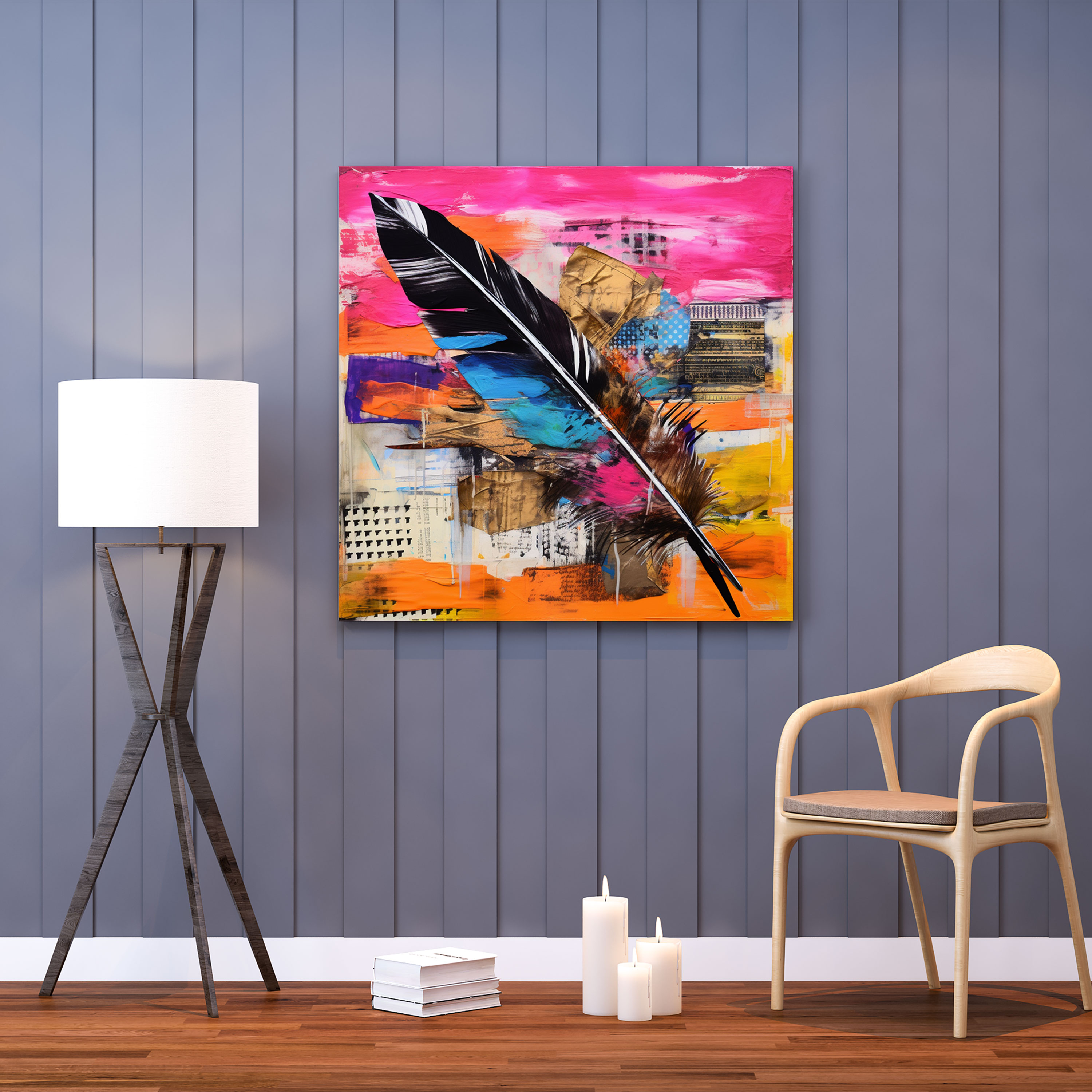 Feather Wall Decoration - Abstract Mixed Media Artwork - Canvas Print - Feather, Canvas Wall Art, Wall Art, Feather Wall Decoration
