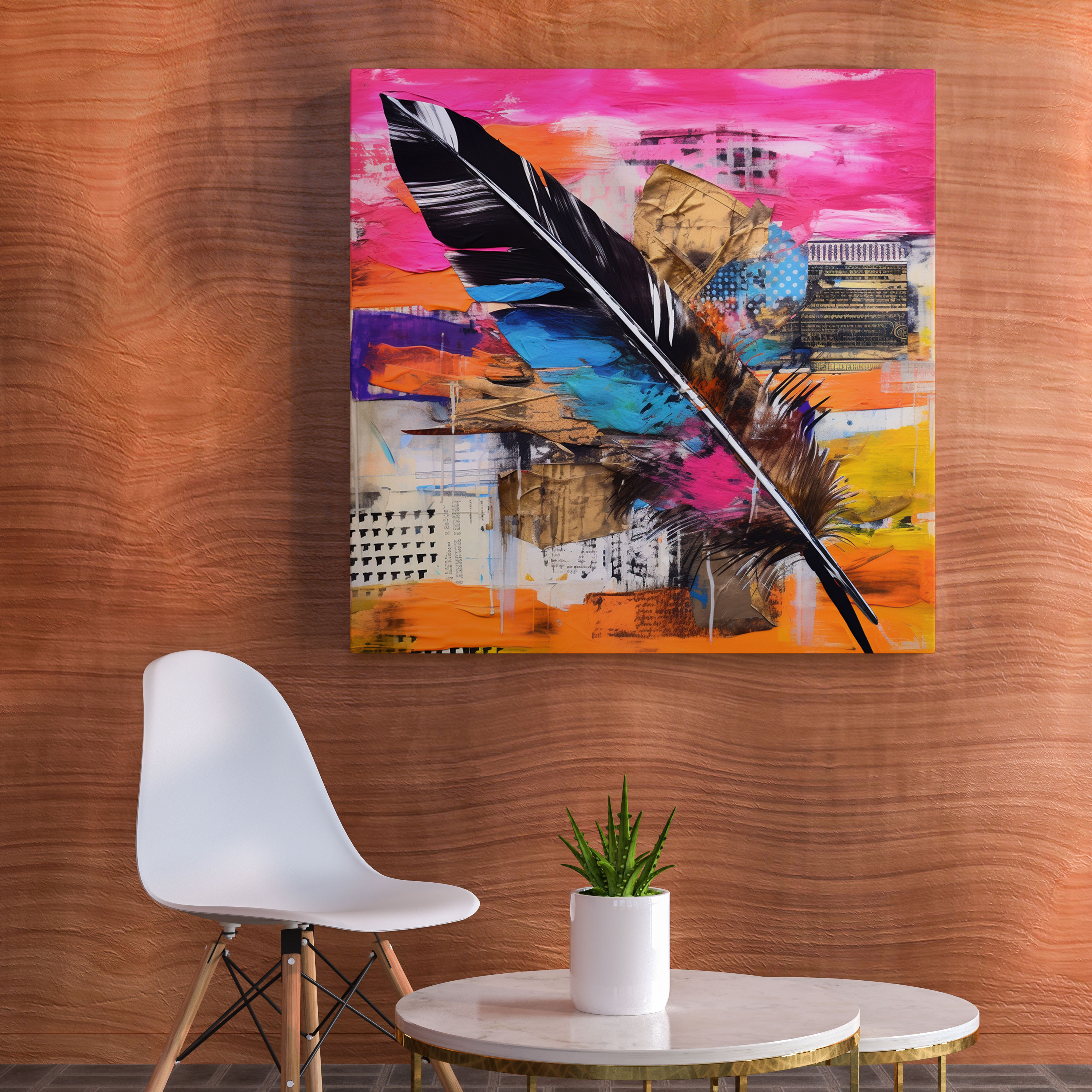 Feather Wall Decoration - Abstract Mixed Media Artwork - Canvas Print - Feather, Canvas Wall Art, Wall Art, Feather Wall Decoration