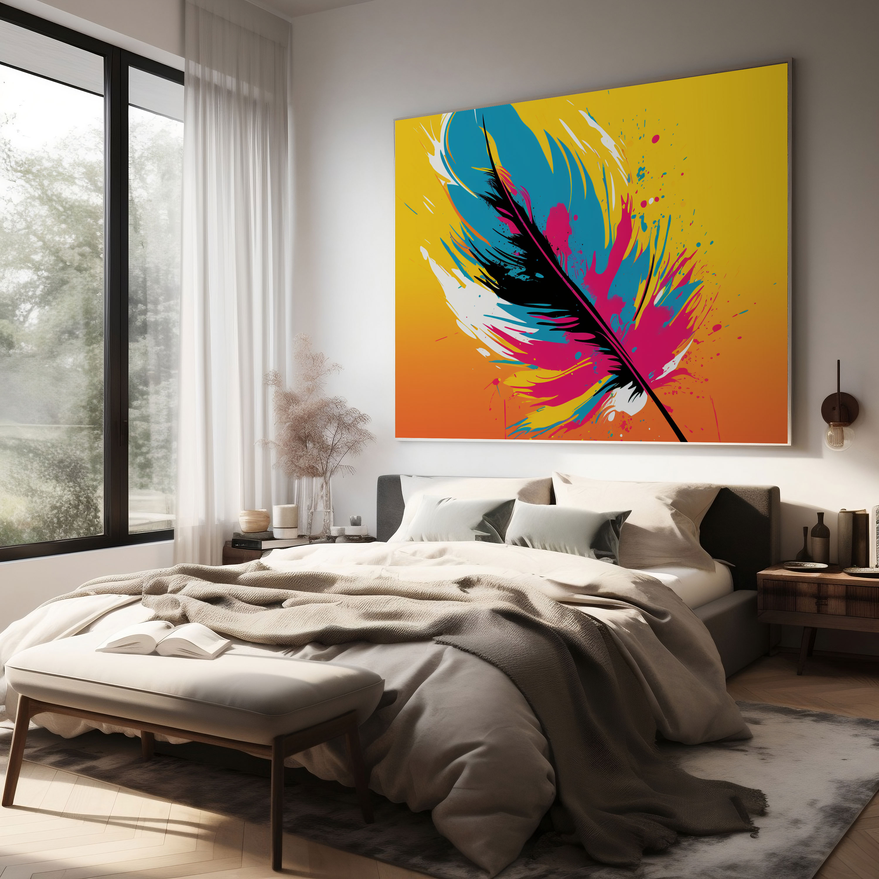 Feather Canvas Print - Pop Art Inspired Design - Wall Art - Feather, Canvas, Feather Canvas Print, Wall Decoration