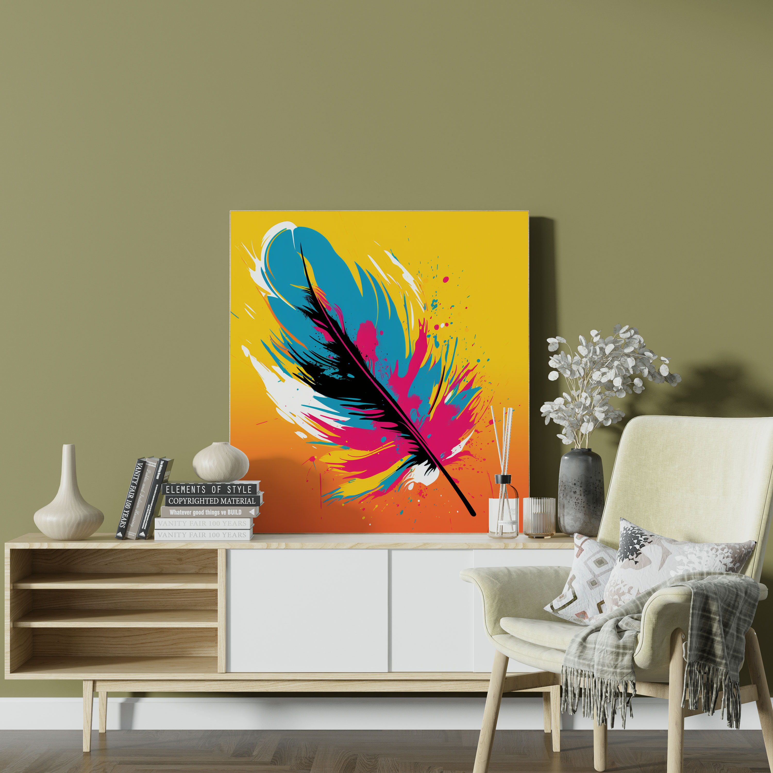 Feather Canvas Print - Pop Art Inspired Design - Wall Art - Feather, Canvas, Feather Canvas Print, Wall Decoration