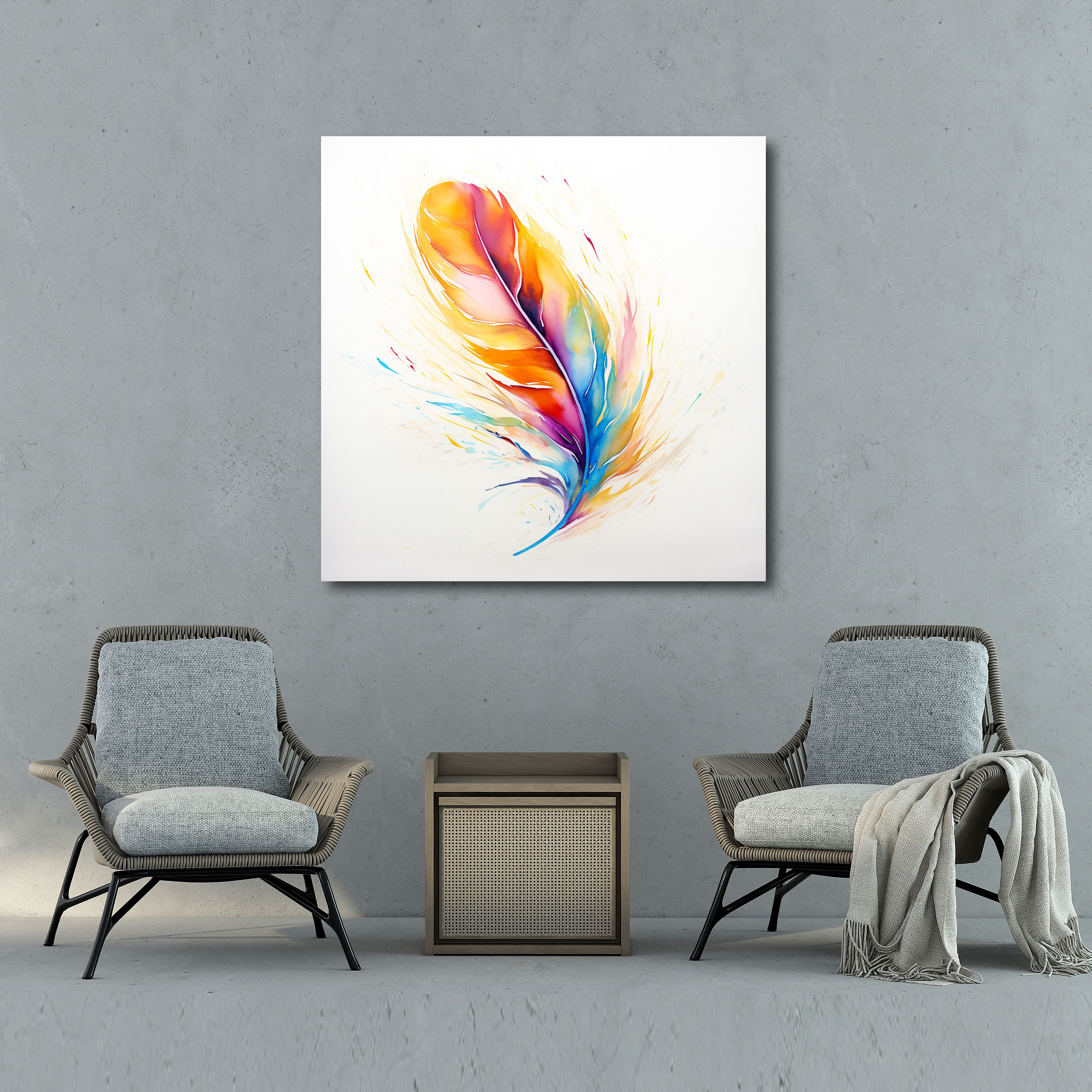 Feather Canvas Print - Feather, Watercolor Painting, Canvas Wall Art, Home Decoration