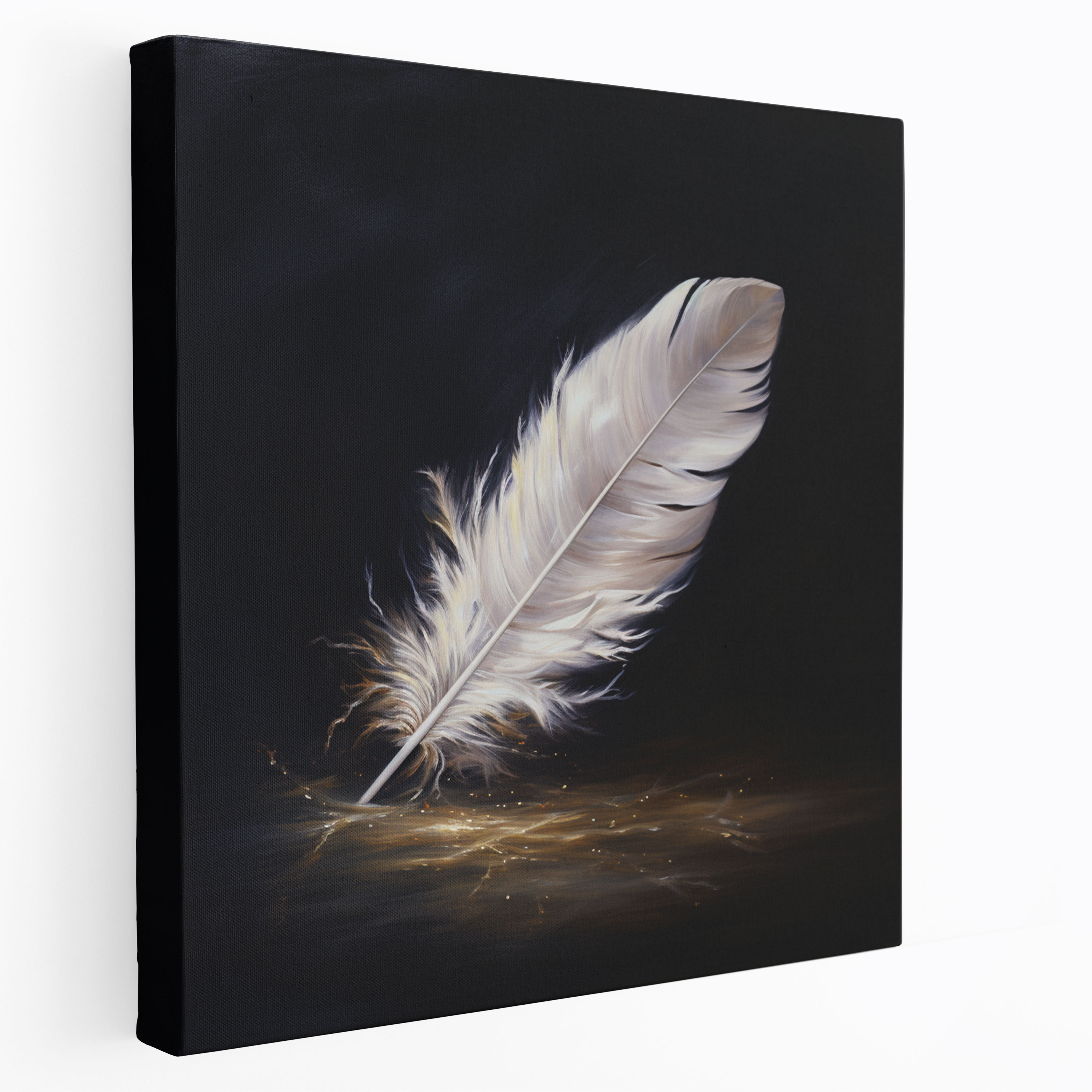 Elegant Feather Canvas Print - Feather, Oil Painting, Wall Art, Feather
