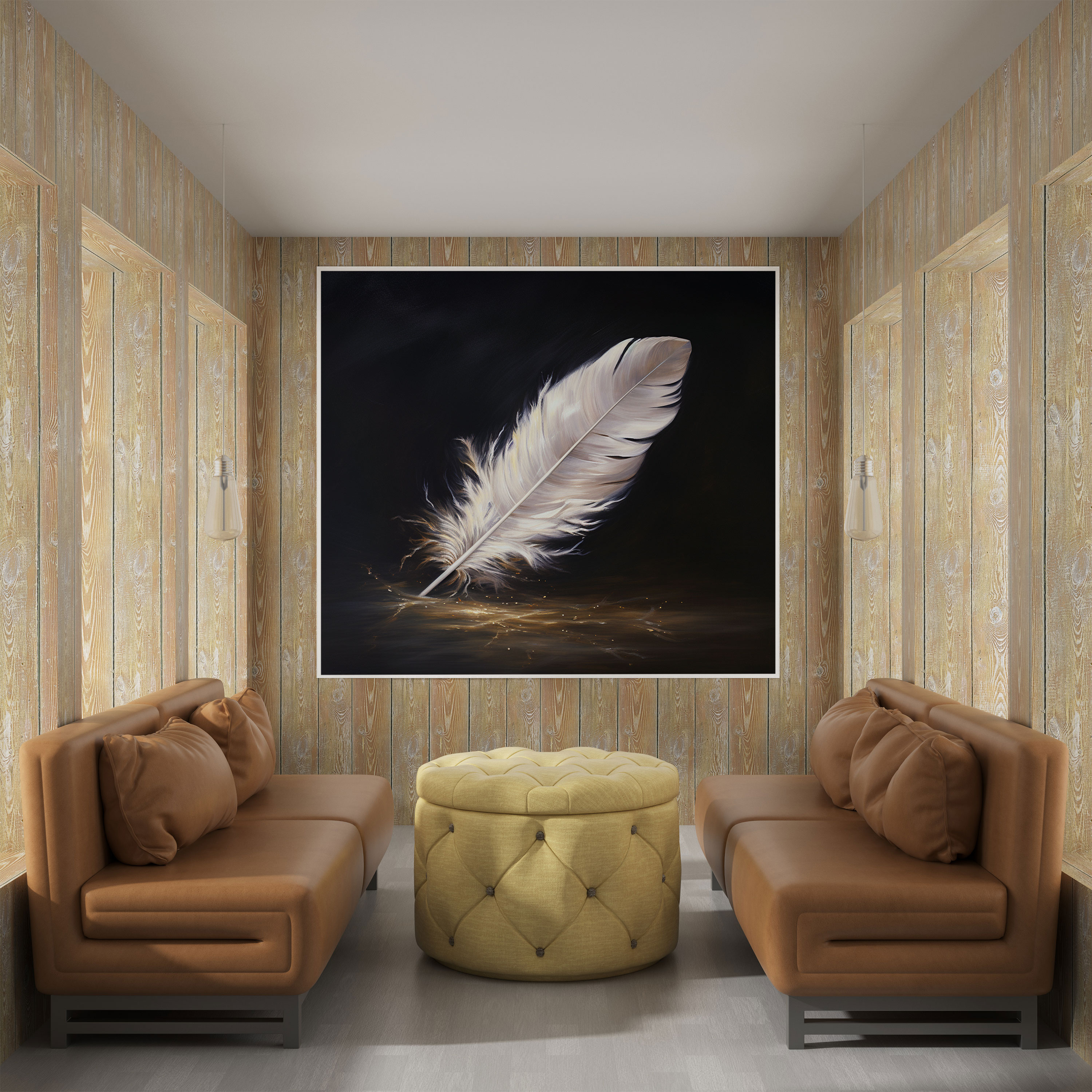 Elegant Feather Canvas Print - Feather, Oil Painting, Wall Art, Feather