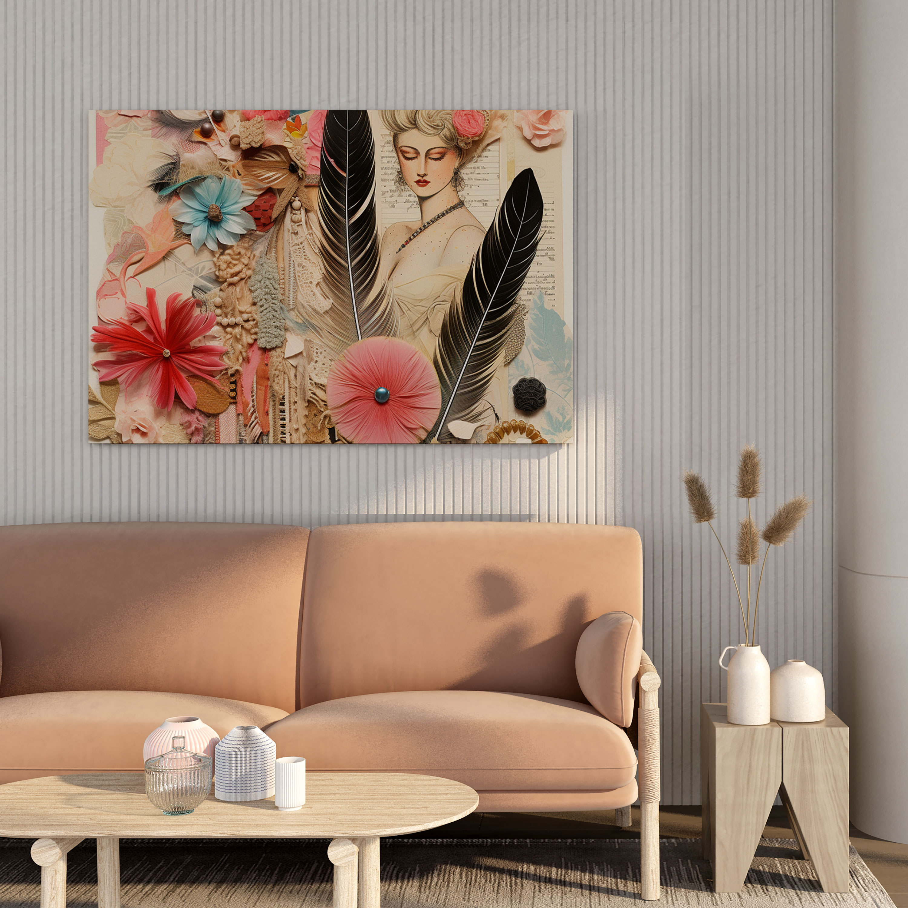 Vintage Feather Wall Decoration - Feather, Feather, Delicate, Canvas Print