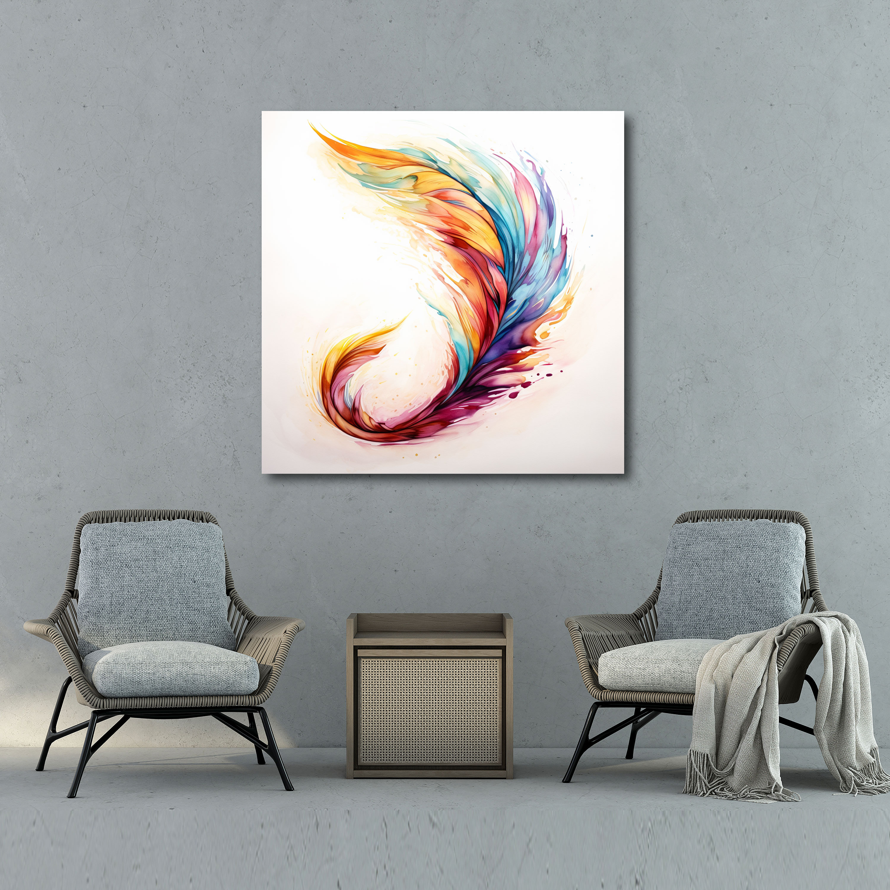 Feather Canvas Print - Feather, Canvas Print, Home Decoration, Vibrant