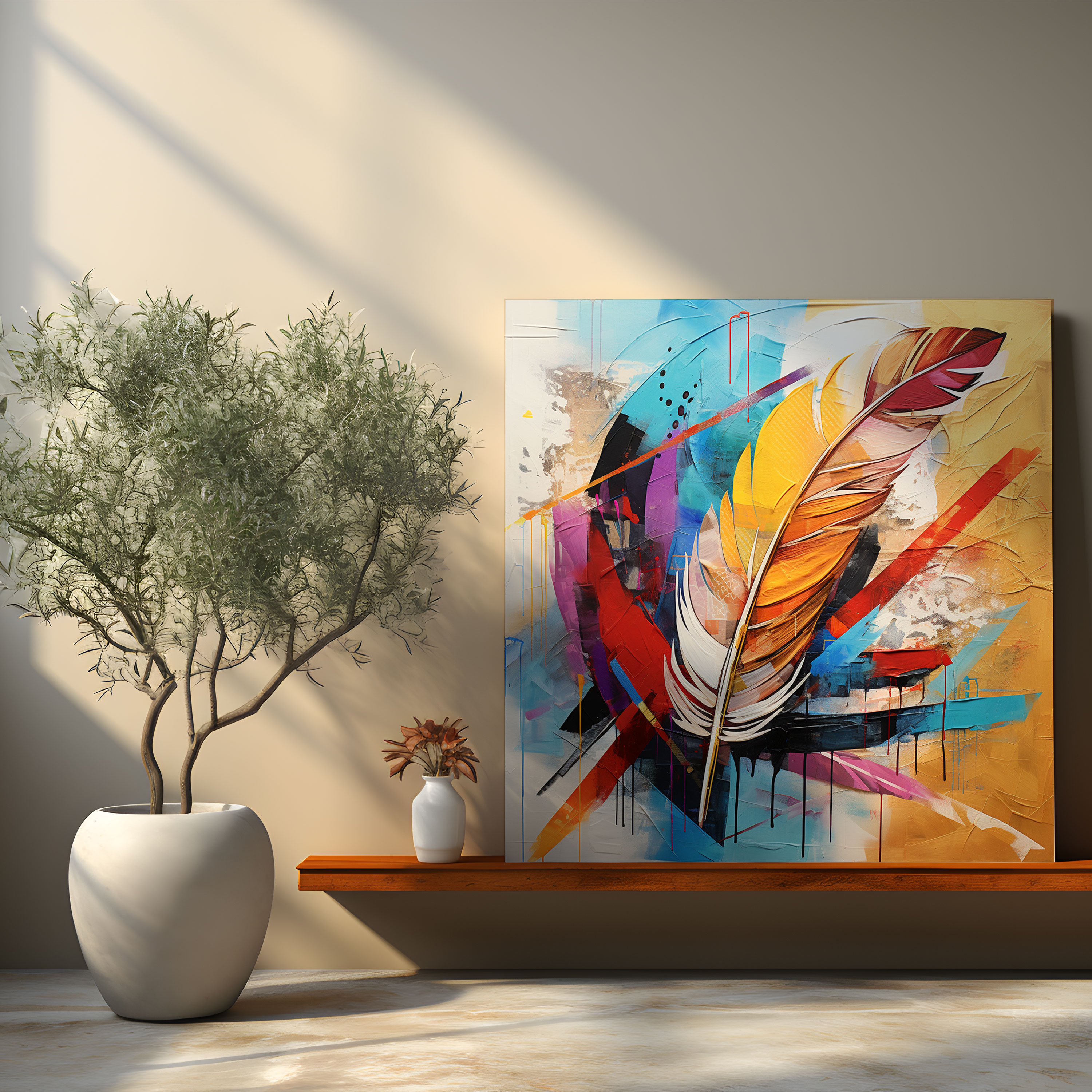 Abstract Feather Wall Art - Feather, Canvas Print, Wall Art, Abstract Mixed Media