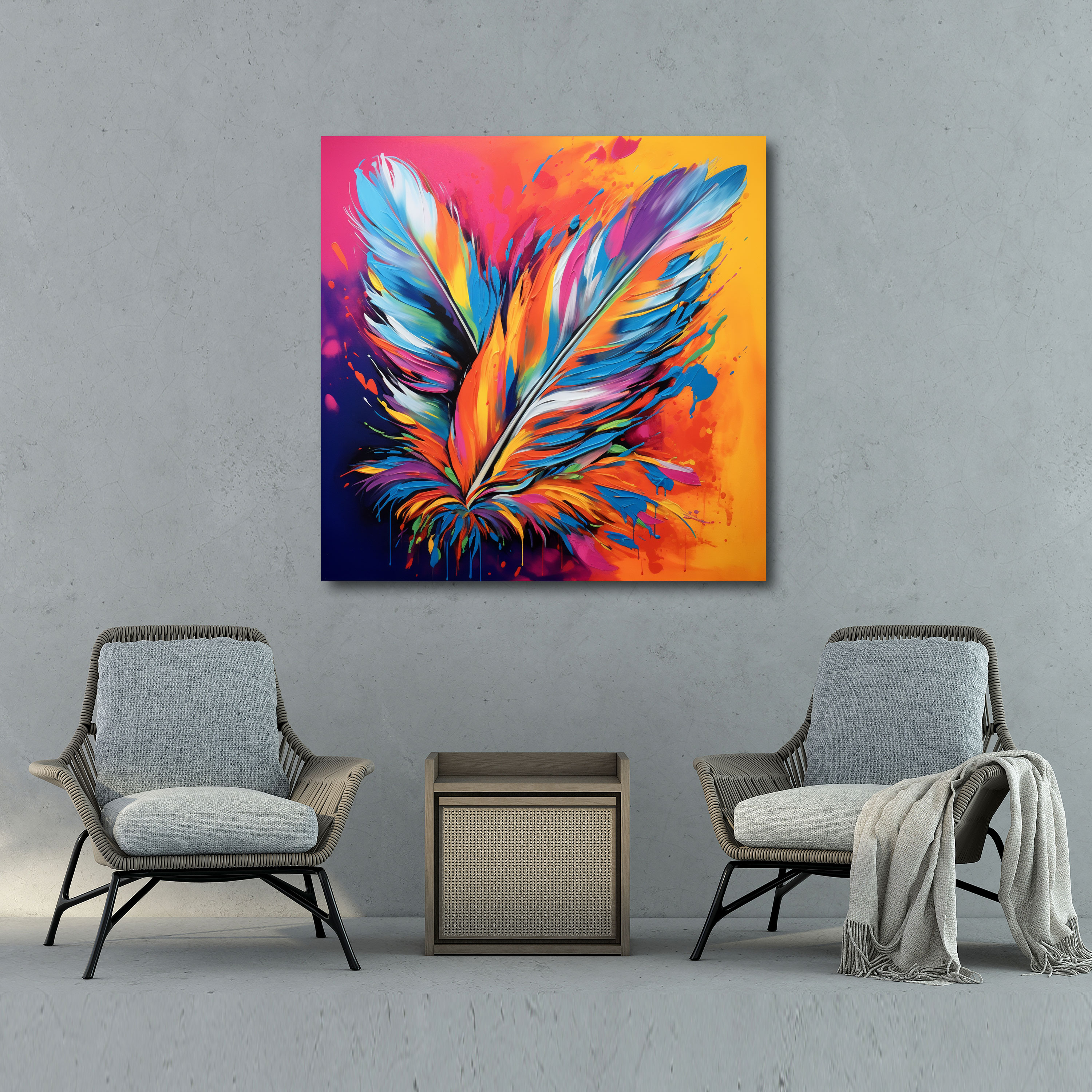 Bold Feather Wall Art - Feather, Wall Art, Bold Statement Piece, Energy And Vibrancy