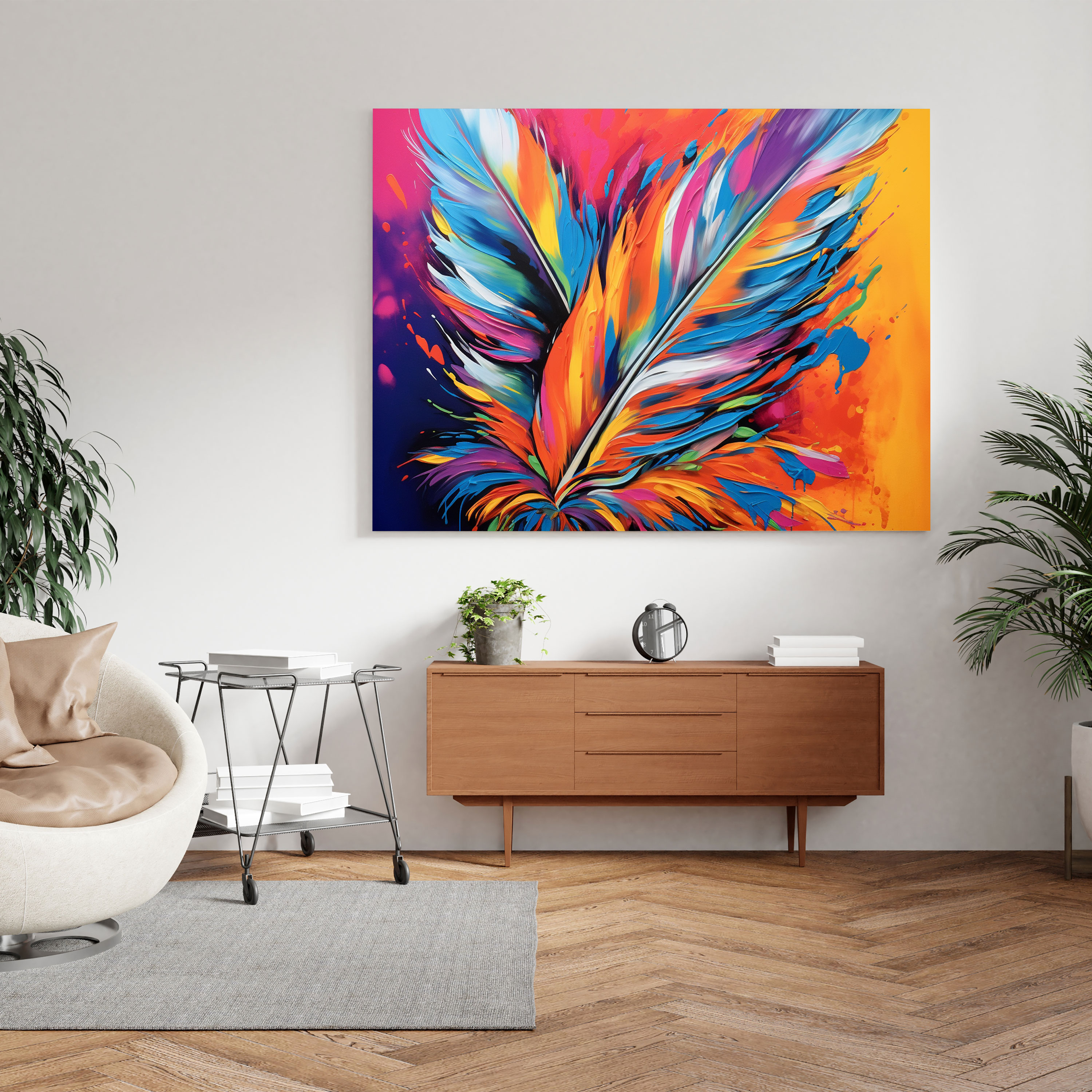Bold Feather Wall Art - Feather, Wall Art, Bold Statement Piece, Energy And Vibrancy
