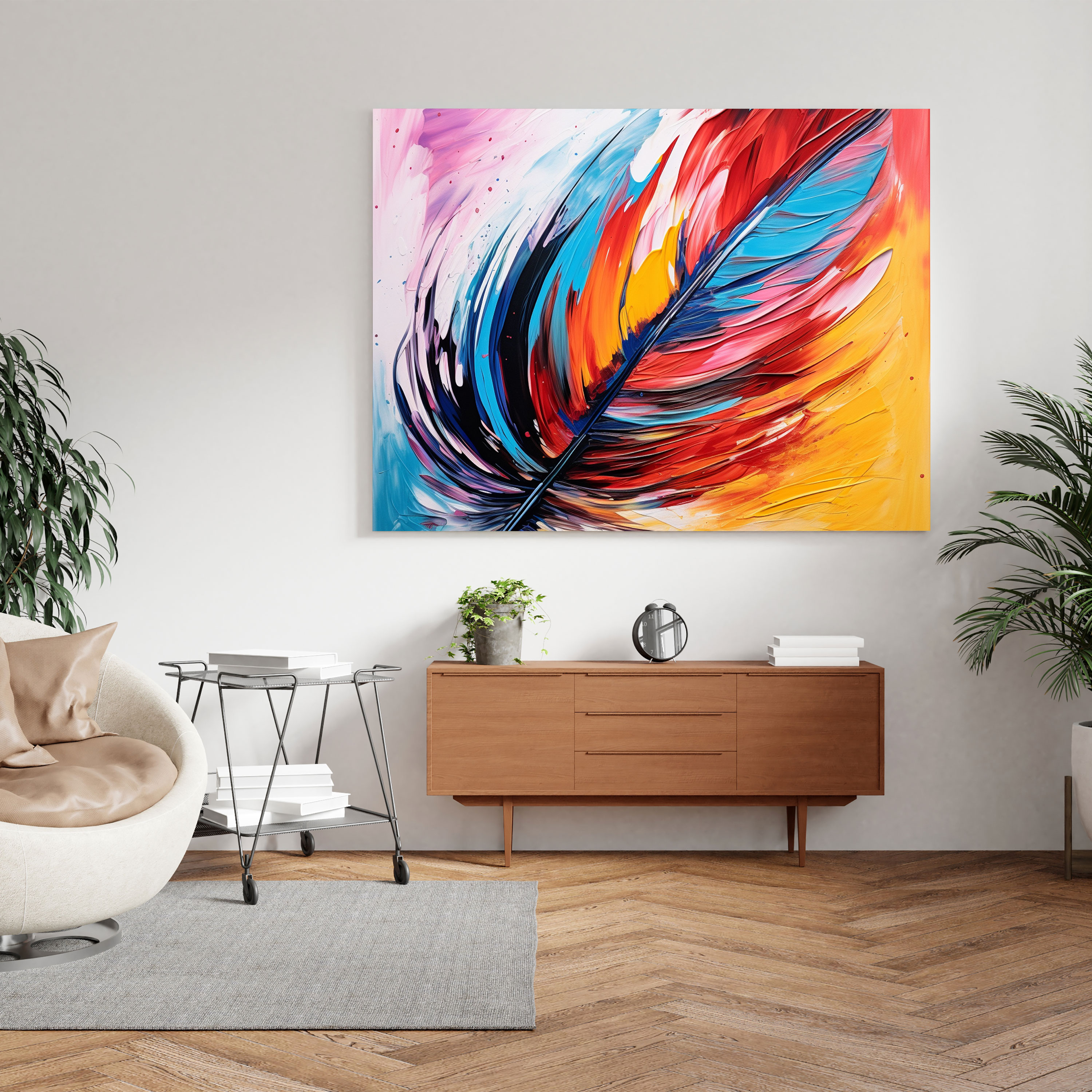 Feather Wall Art - Abstract Acrylic Canvas Print - Feather, Wall Art, Wall Decoration, Canvas