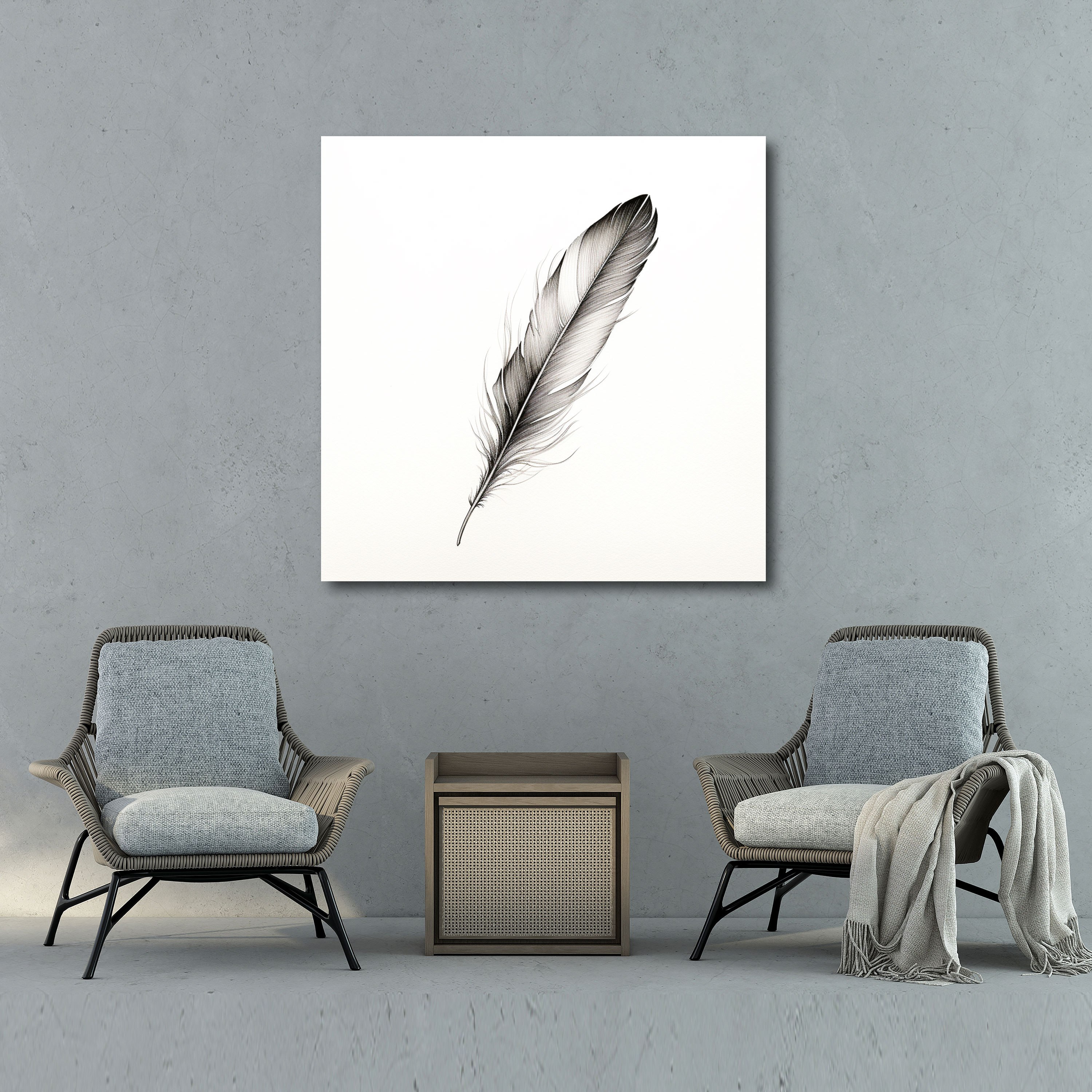 Feather Canvas Print - Minimalist Ink Wall Art - Feather, Wall Decoration, Canvas Wall Art, Canvas Print