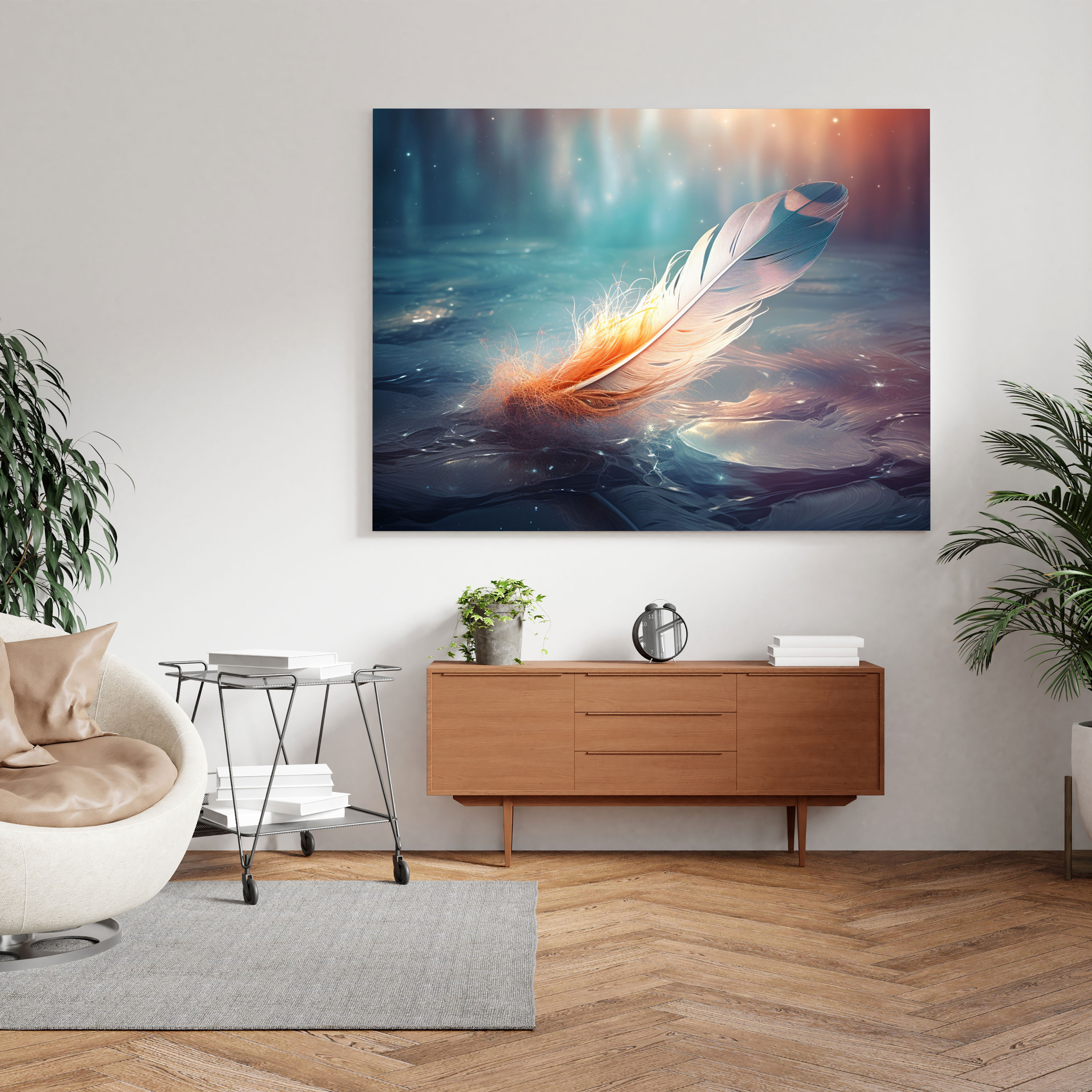 Feather Wall Art - Surreal Digital Canvas Print - Feather, Feather, Surreal Digital Artwork, Wall Decoration