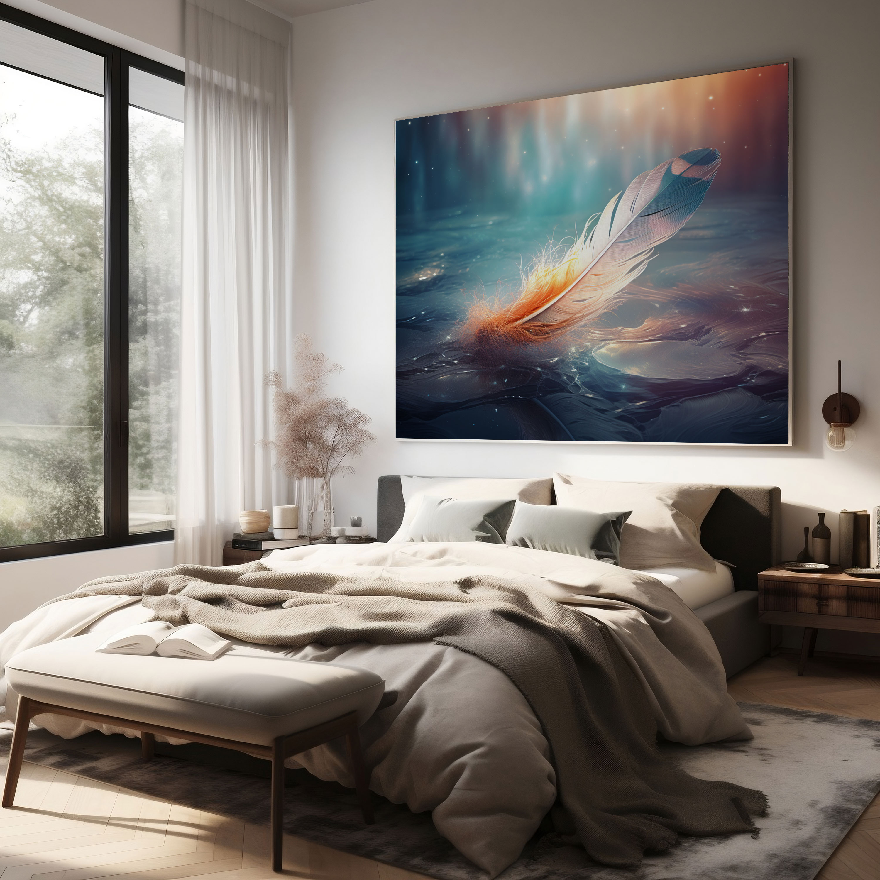 Feather Wall Art - Surreal Digital Canvas Print - Feather, Feather, Surreal Digital Artwork, Wall Decoration