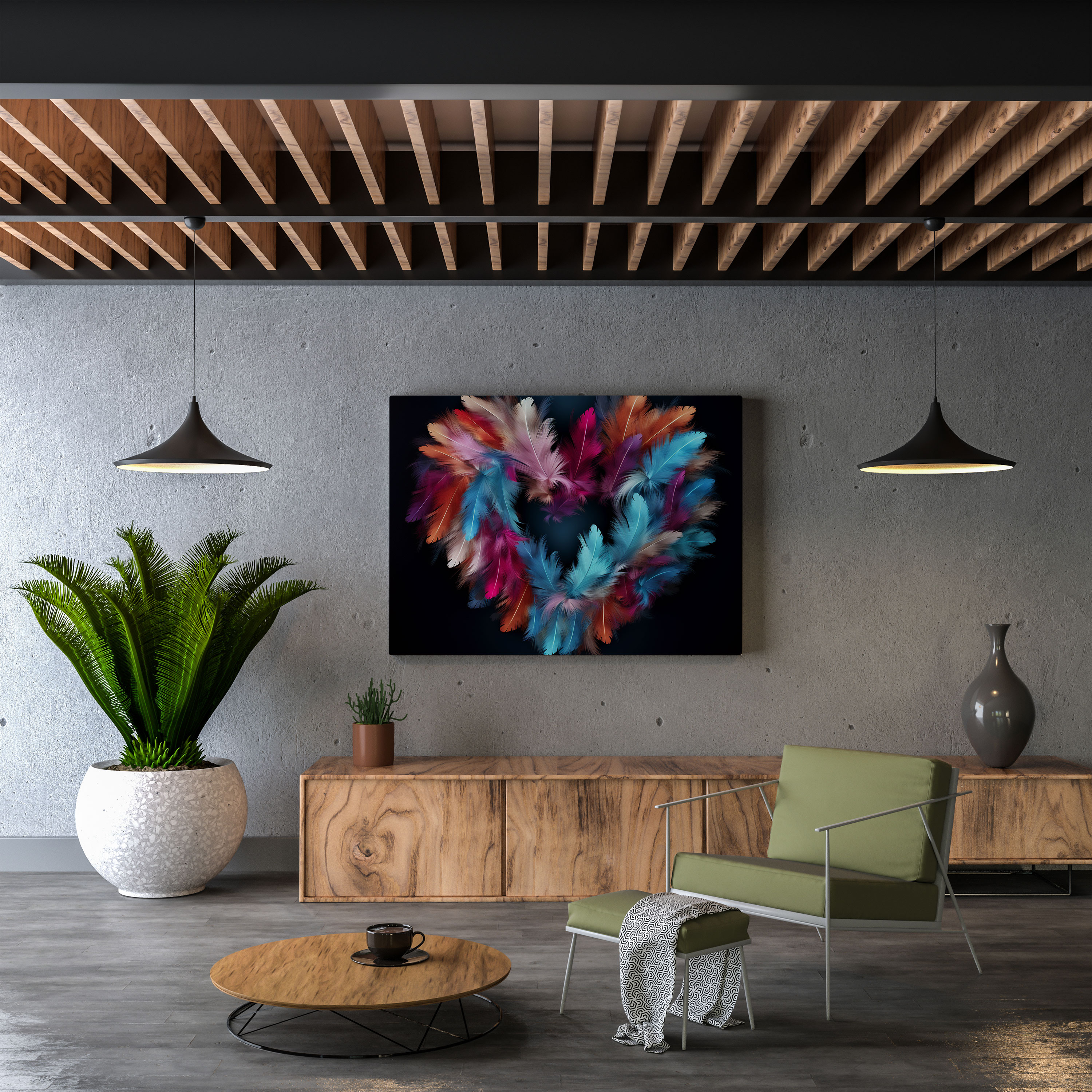 Feather Heart Canvas Print - Feather, Canvas Print, Wall Art, Freedom