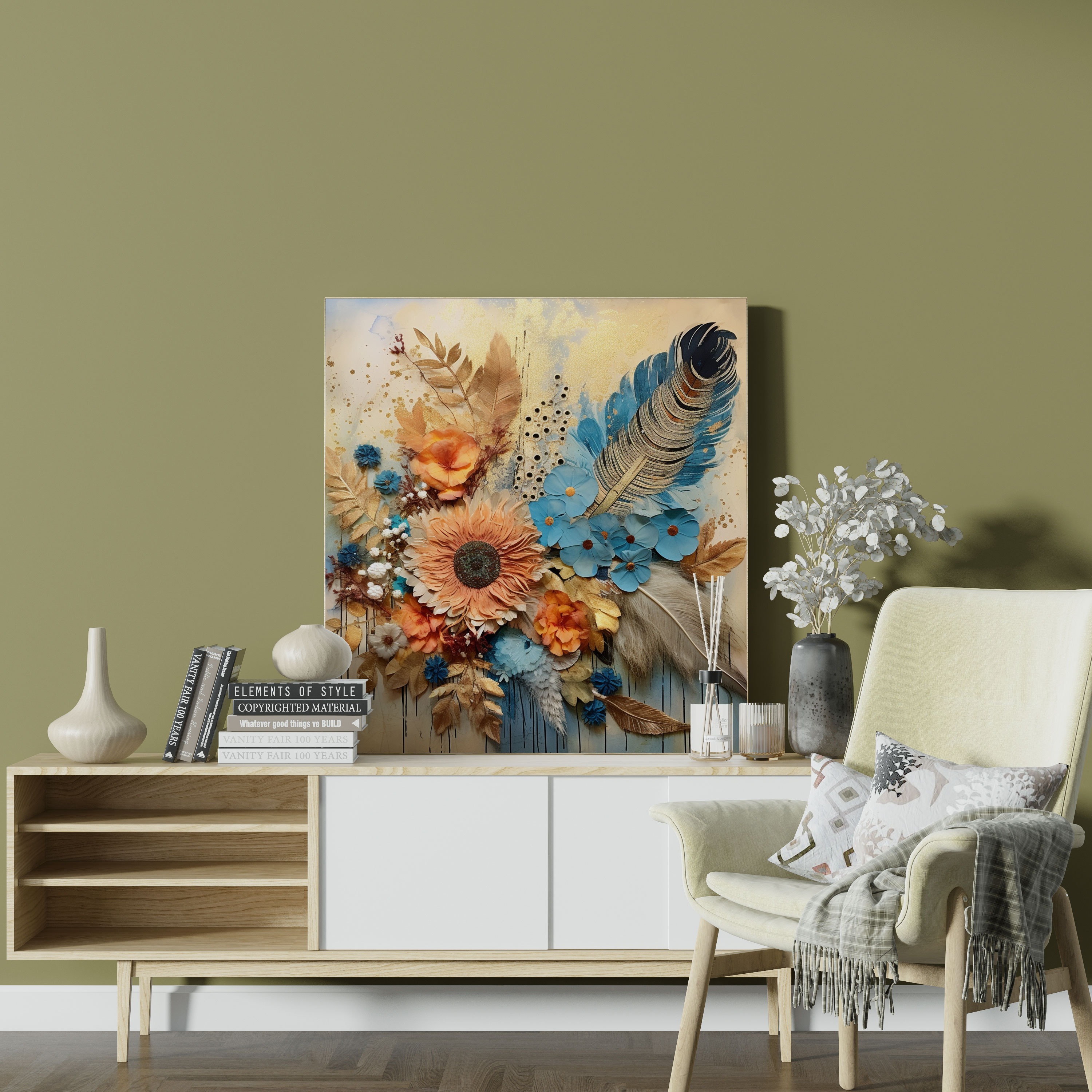 Botanical Feather Canvas Print - Feather, Botanical Elements, Canvas, Wall Decoration