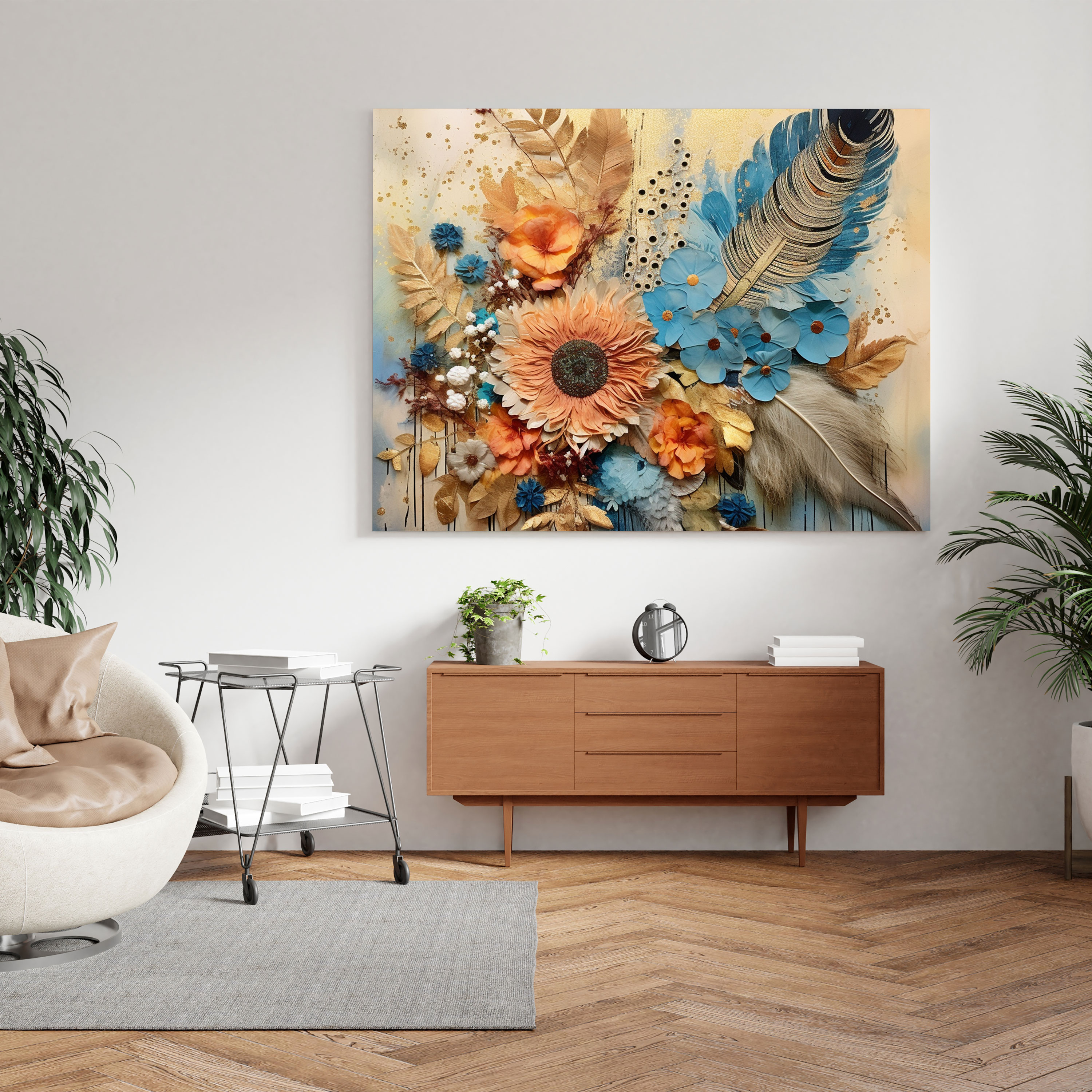 Botanical Feather Canvas Print - Feather, Botanical Elements, Canvas, Wall Decoration