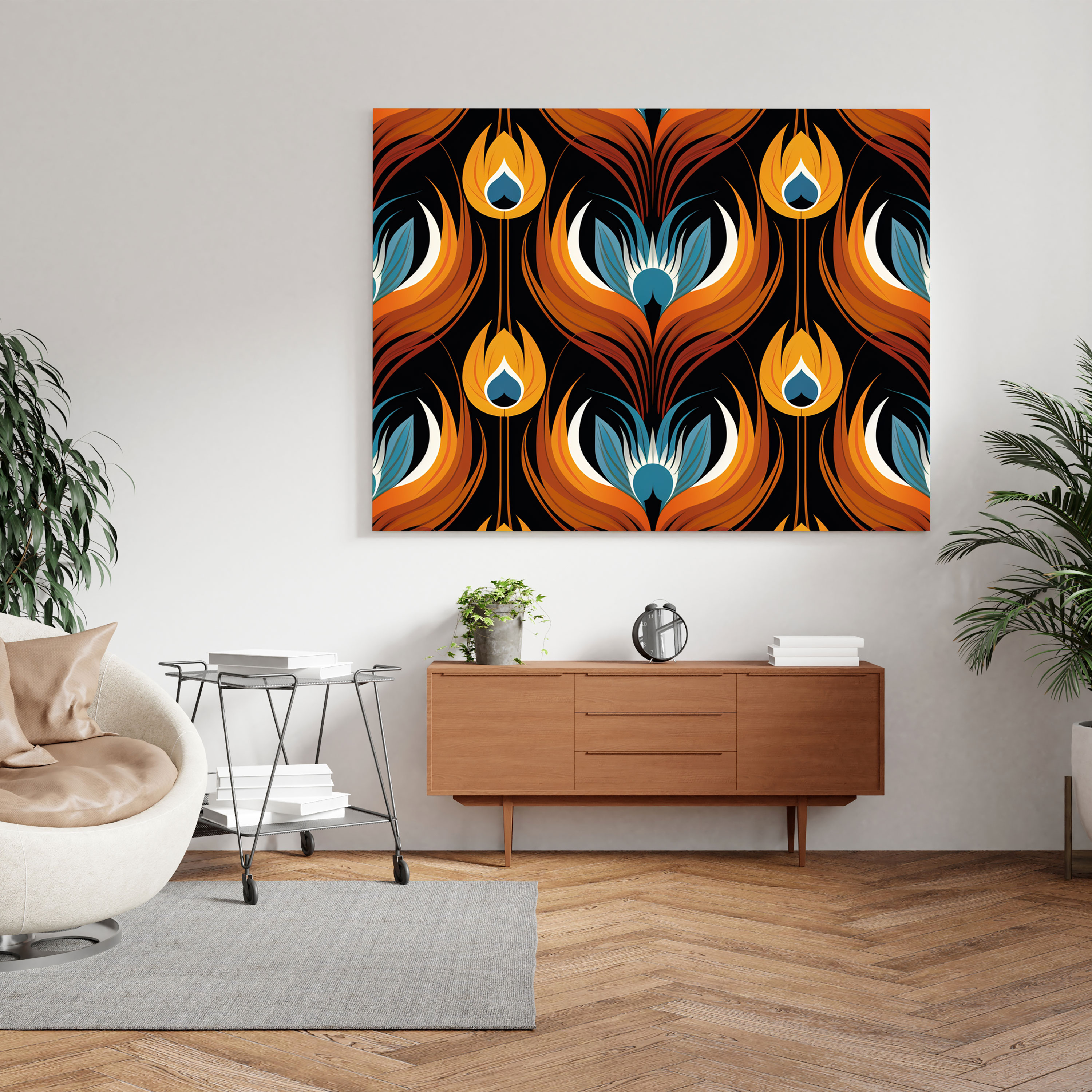 Geometric Feather Canvas Print - Feather, Symmetrical, Wall Art, Canvas Print