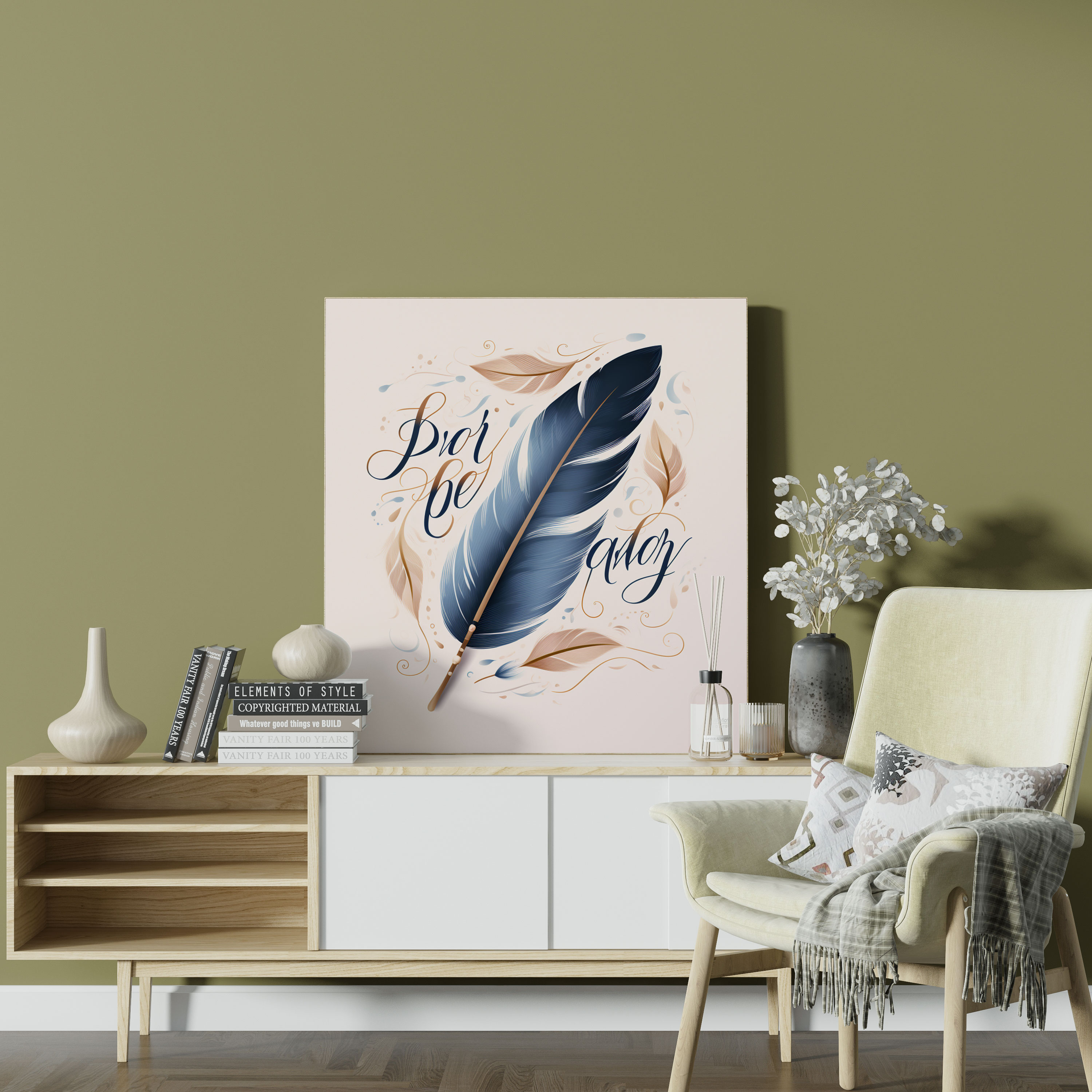 Dream Big Feather Canvas Print - Feather, Feather, Typography, Wall Decoration