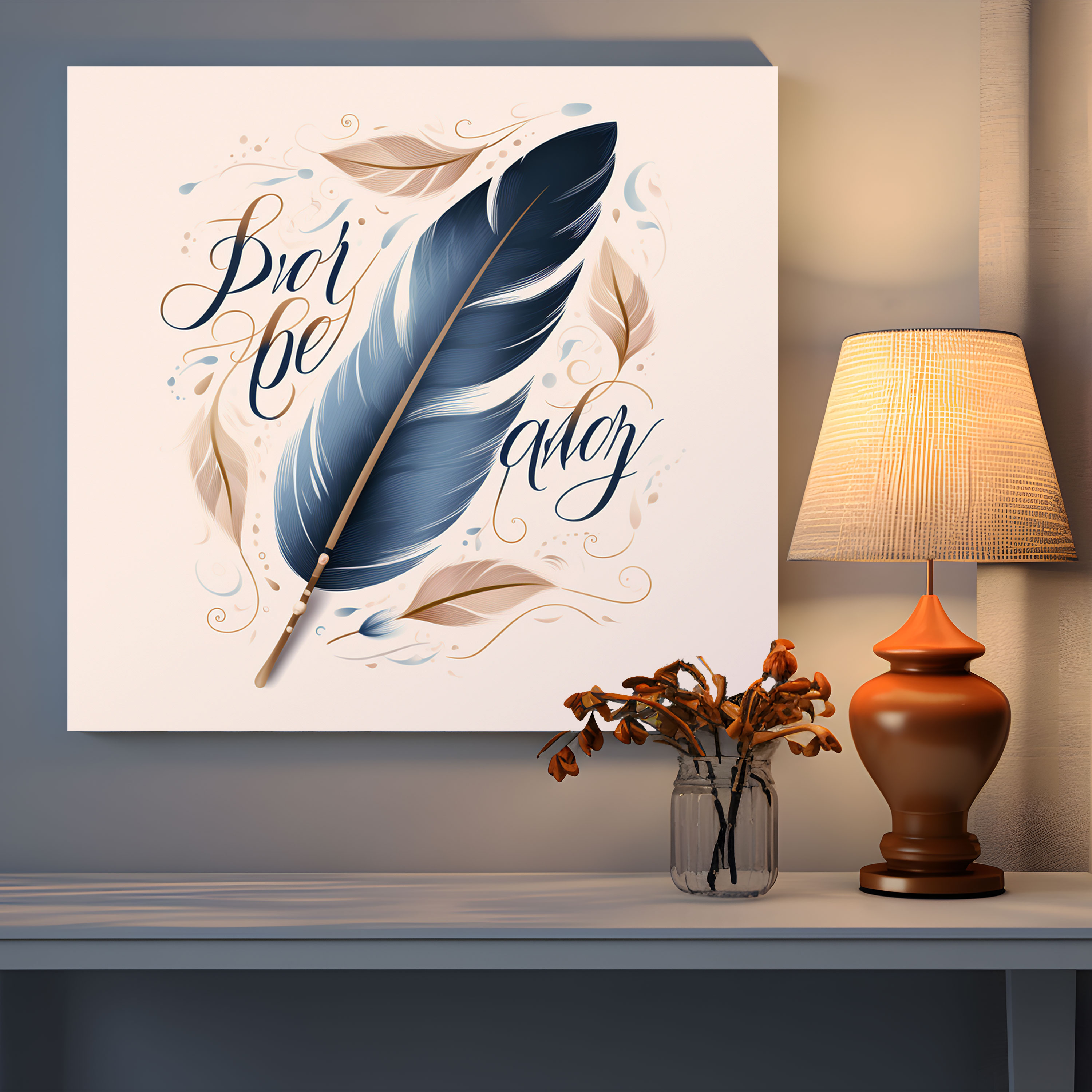 Dream Big Feather Canvas Print - Feather, Feather, Typography, Wall Decoration