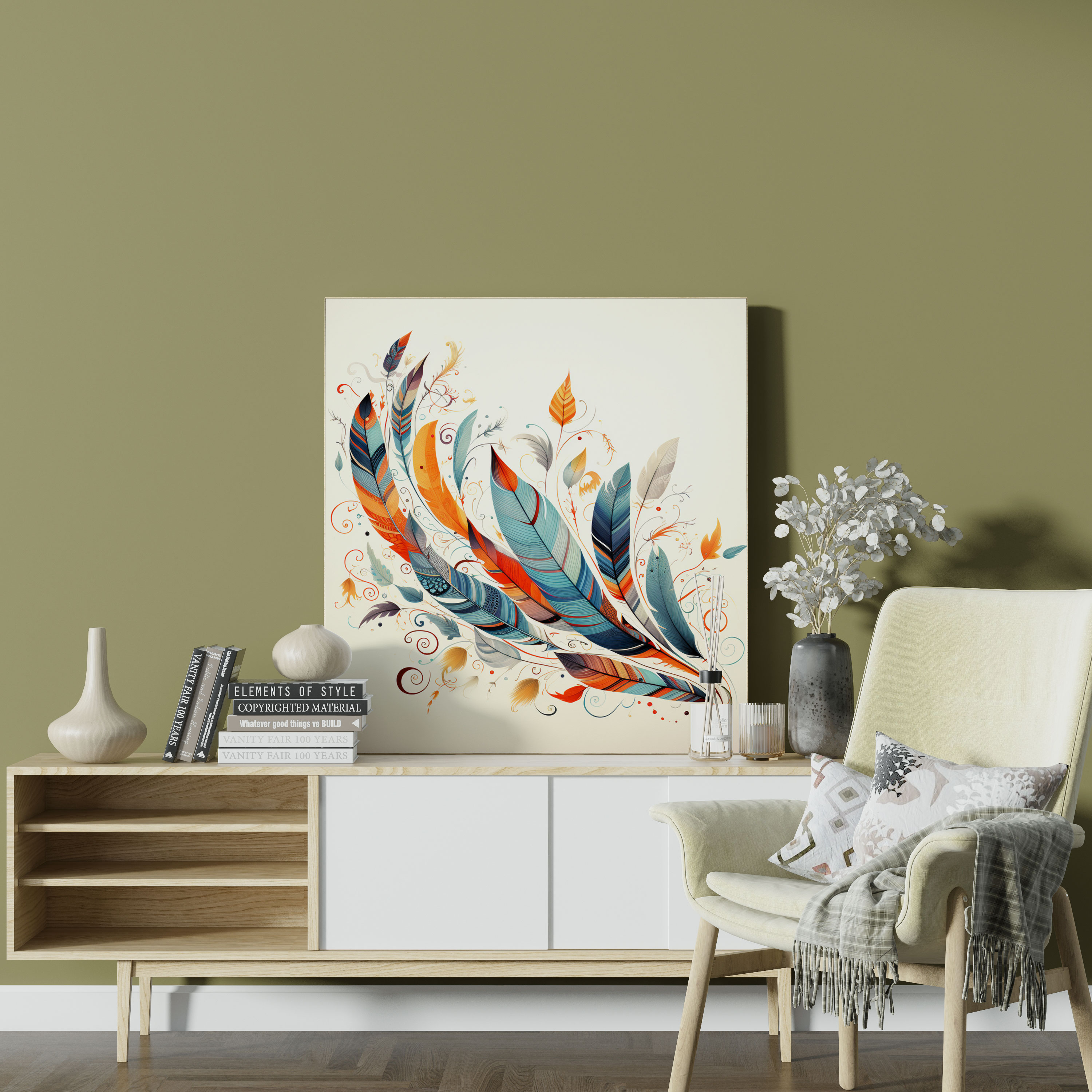 Flying Feathers Canvas Print - Feather, Wonder, Home Decoration, Feather
