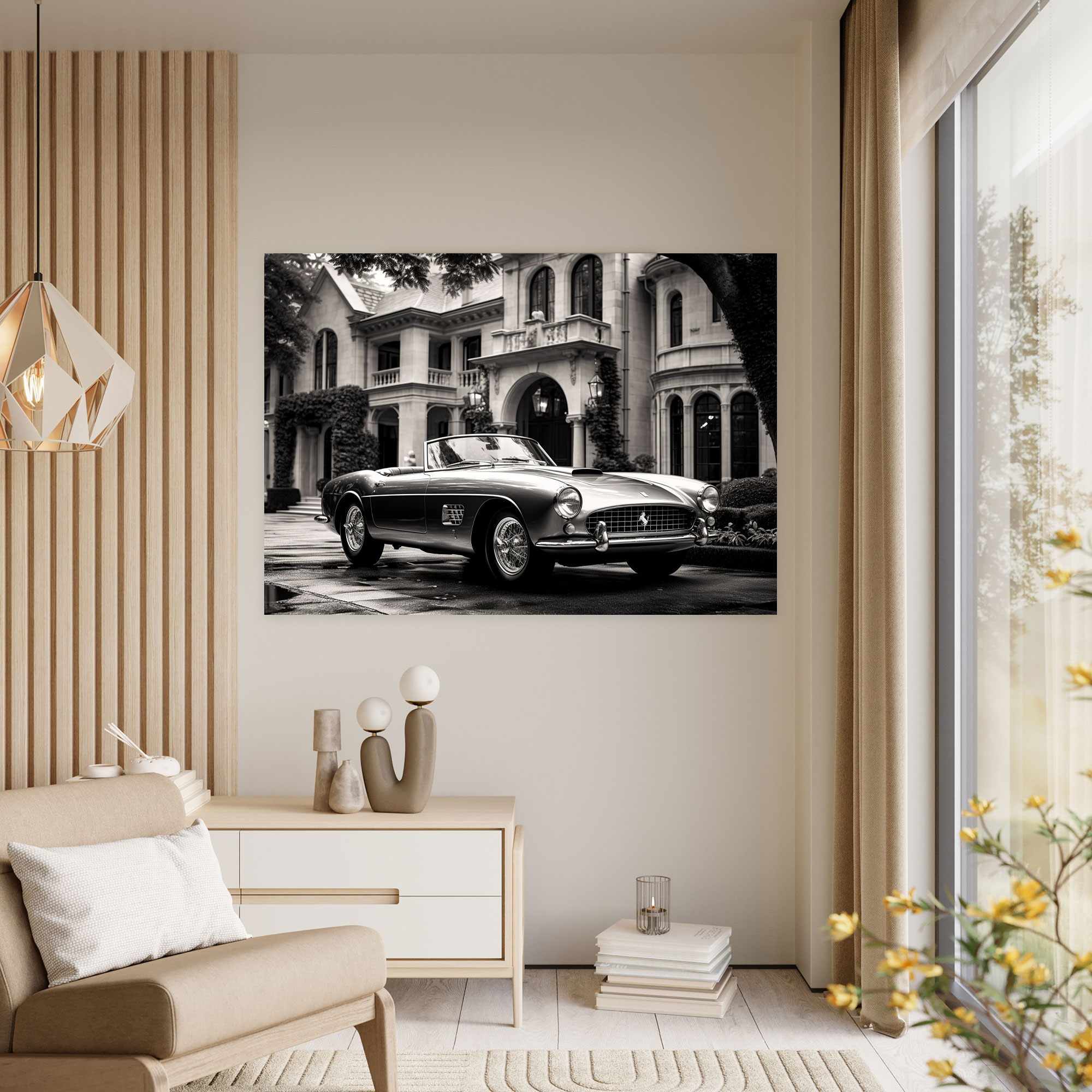Ferrari Canvas Print - Classic Black And White Wall Art - Ferrari, Canvas Wall Art, Canvas, Wall Art