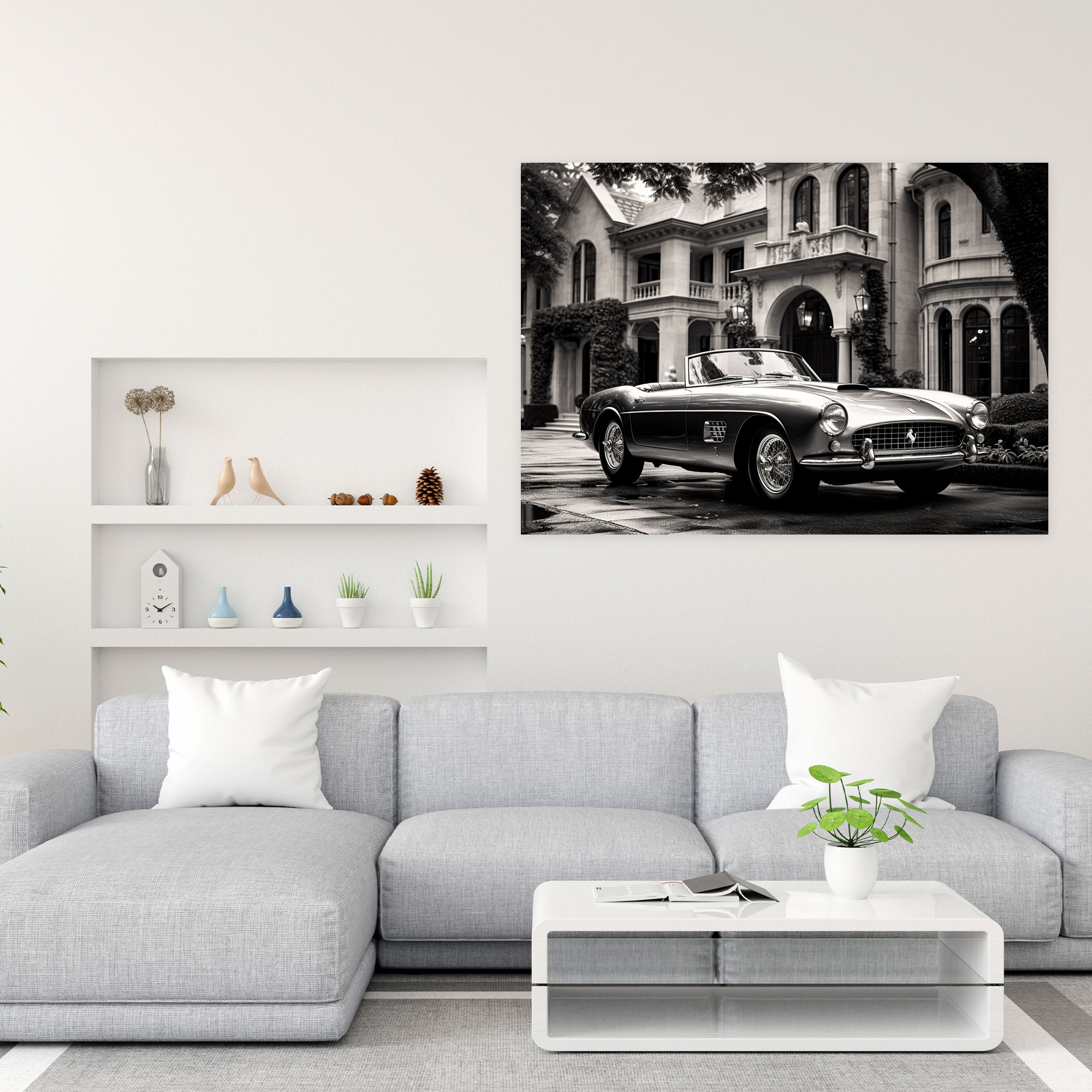 Ferrari Canvas Print - Classic Black And White Wall Art - Ferrari, Canvas Wall Art, Canvas, Wall Art