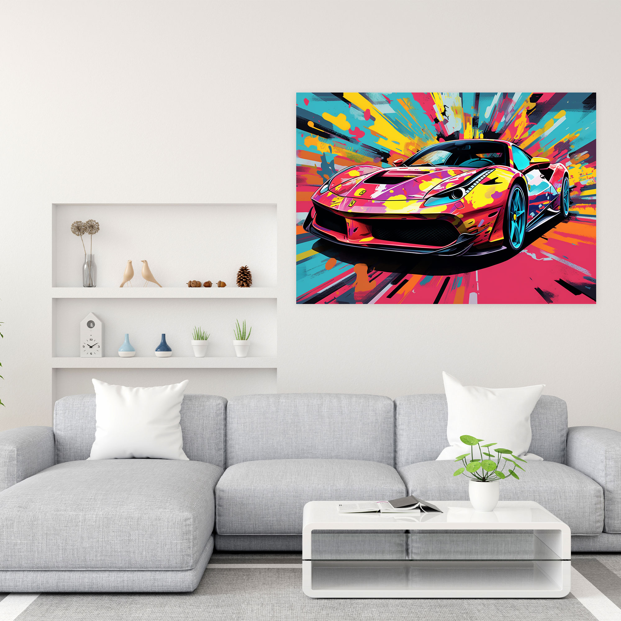 Ferrari Canvas Print - Pop Art Wall Decoration - Ferrari, Ferrari, Bold Typography, Wall Art