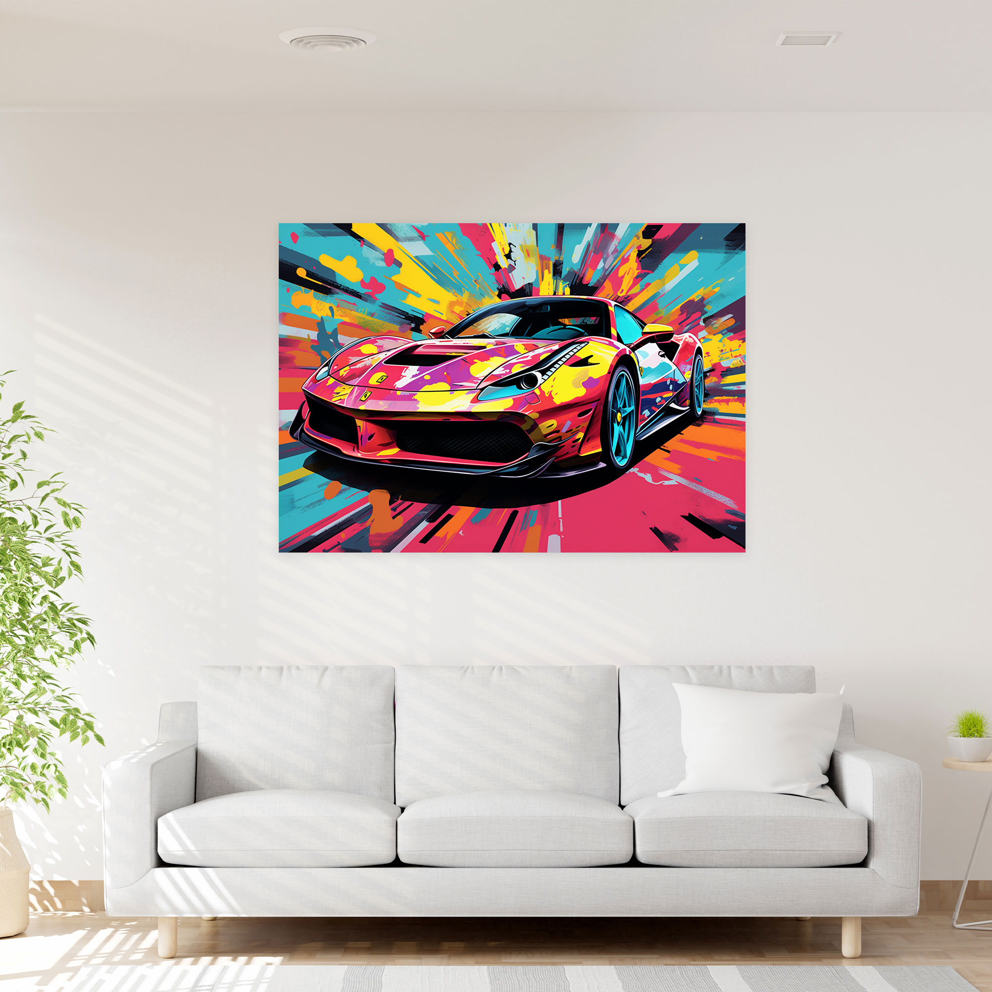 Ferrari Canvas Print - Pop Art Wall Decoration - Ferrari, Ferrari, Bold Typography, Wall Art