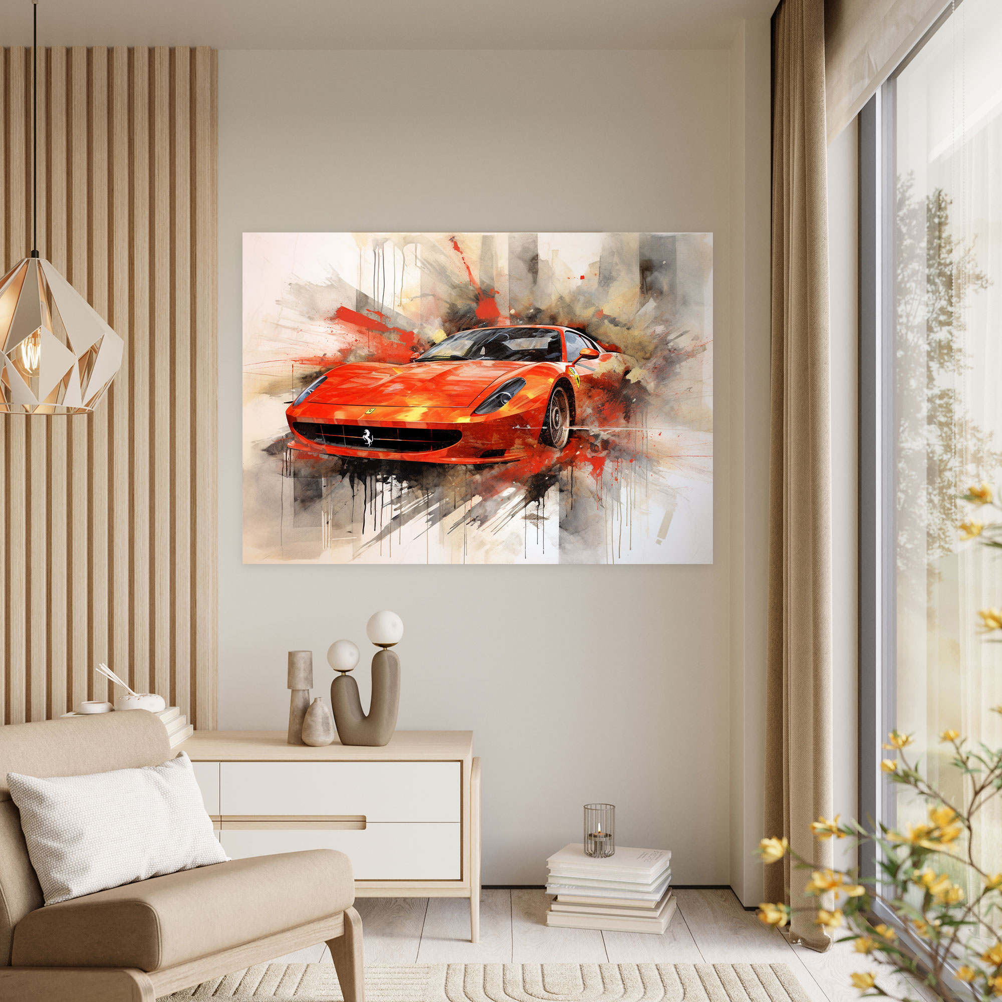 Ferrari Canvas Print - Ferrari, Mixed Media Artwork, Ferrari Canvas Print, Wall Decoration