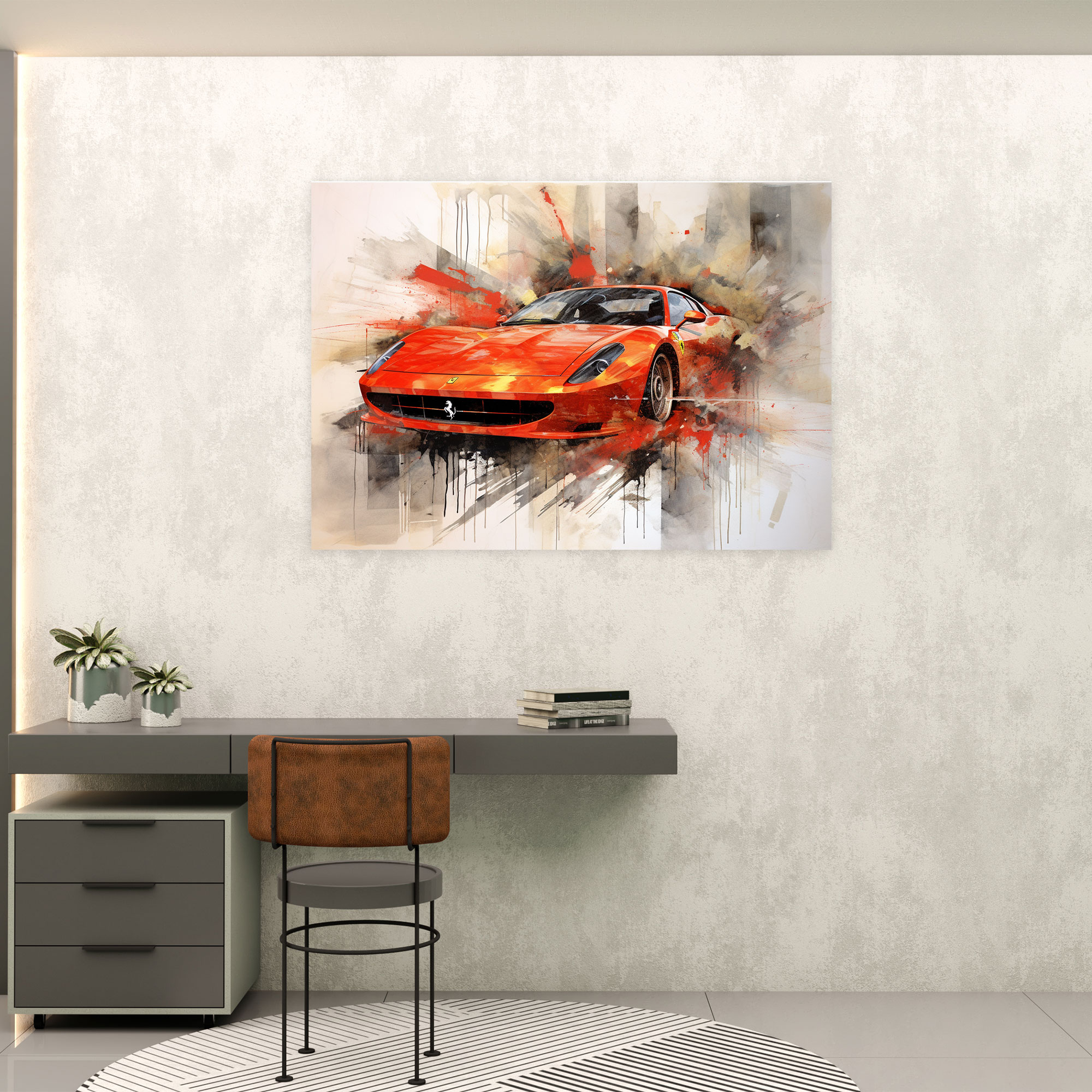 Ferrari Canvas Print - Ferrari, Mixed Media Artwork, Ferrari Canvas Print, Wall Decoration