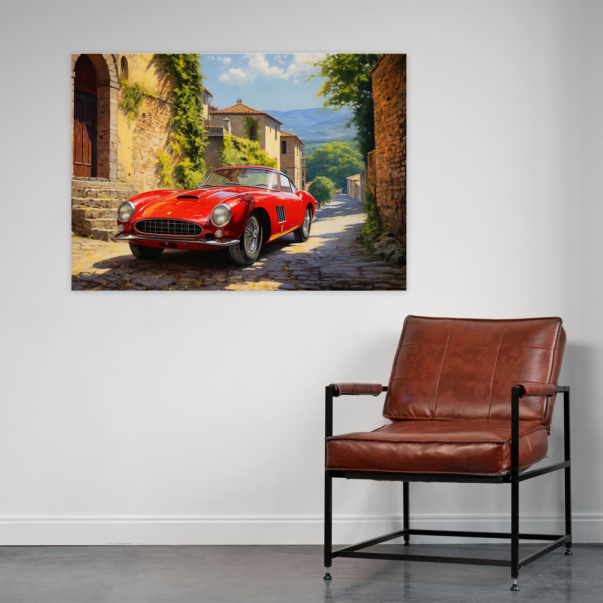 Ferrari Classic Wall Art - Ferrari, Ferrari, Countryside Scene, Canvas Wall Art