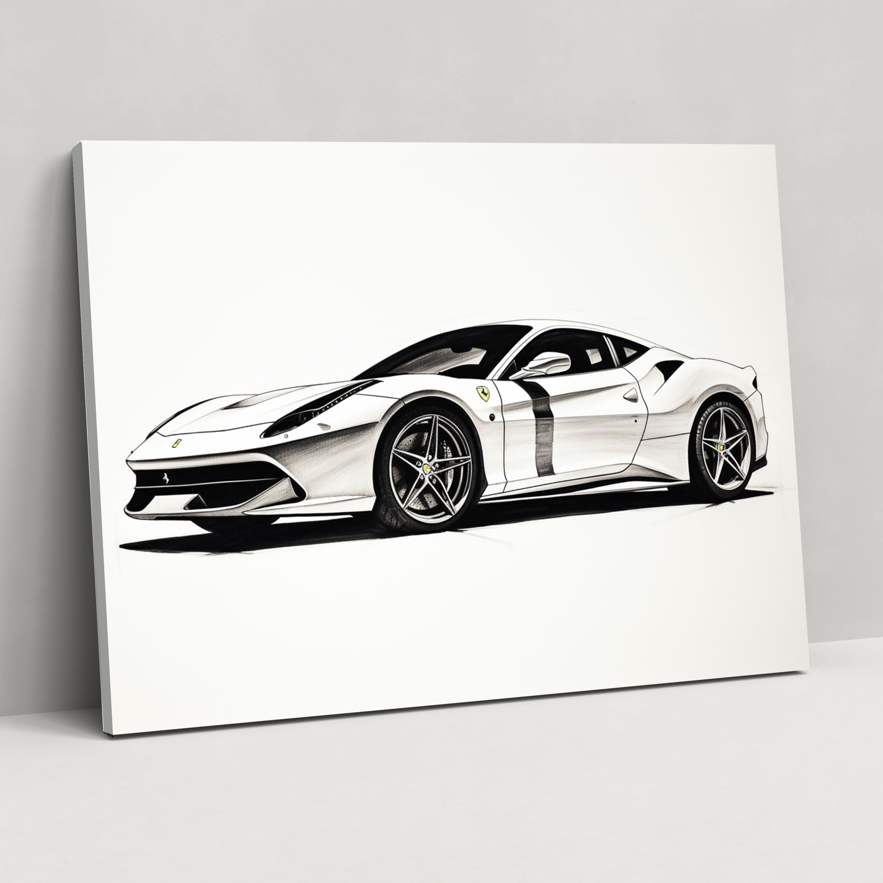 Ferrari Minimalist Duvar Sanatı - Ev Dekorasyonu Temiz Çizgiler Minimalist Siyah ve Beyaz Eskiz