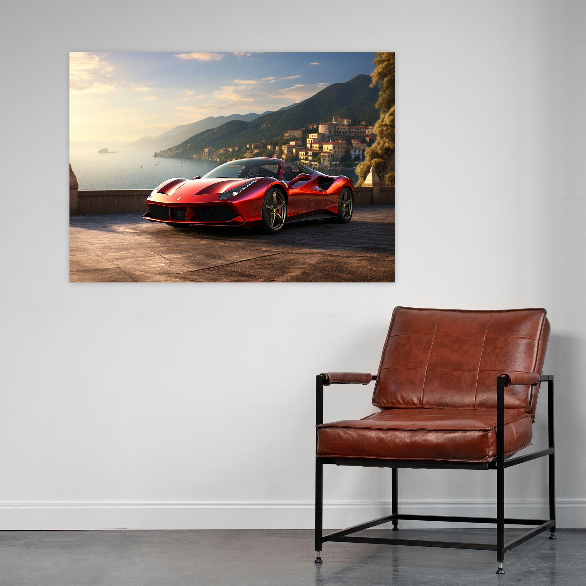 Ferrari Fotoğraf Gerçekçi Kanvas Tablo - Duvar Dekorasyonu Kanvas Duvar Sanatı
