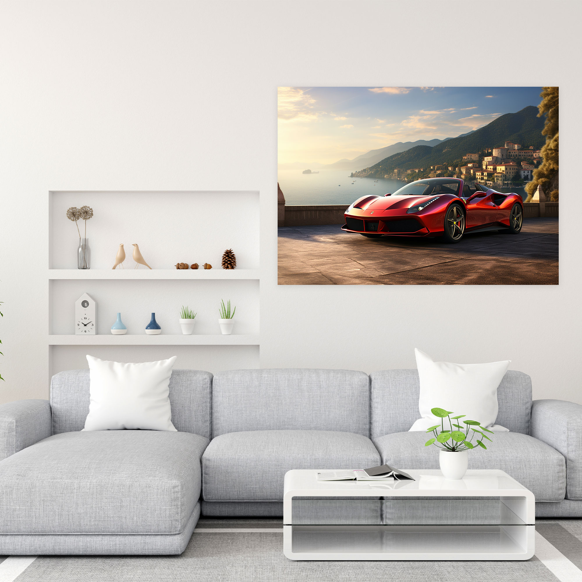 Ferrari Fotoğraf Gerçekçi Kanvas Tablo - Duvar Dekorasyonu Kanvas Duvar Sanatı