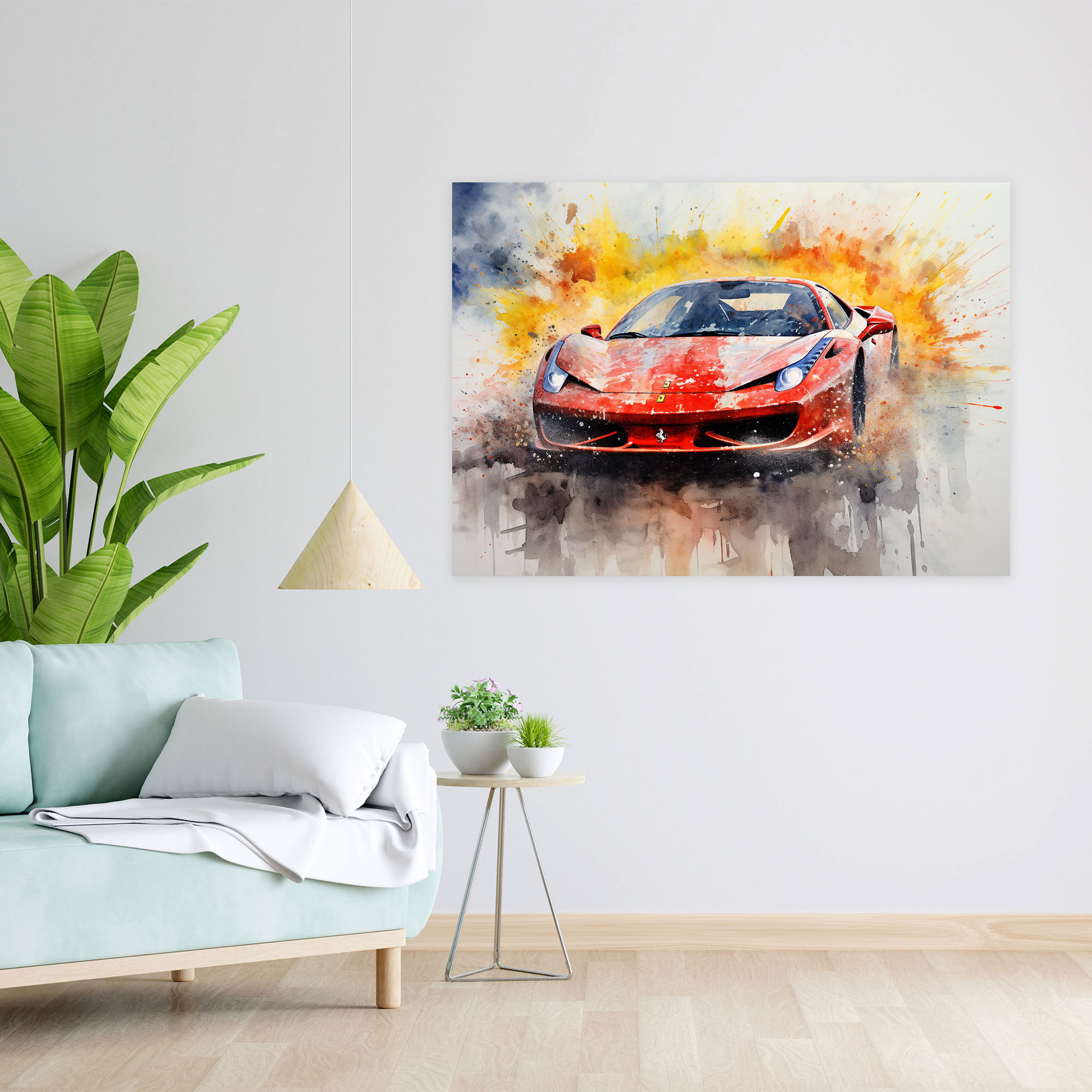 Ferrari Watercolor Wall Art - Ferrari, Watercolor Masterpiece, Canvas Wall Art, Wall Art