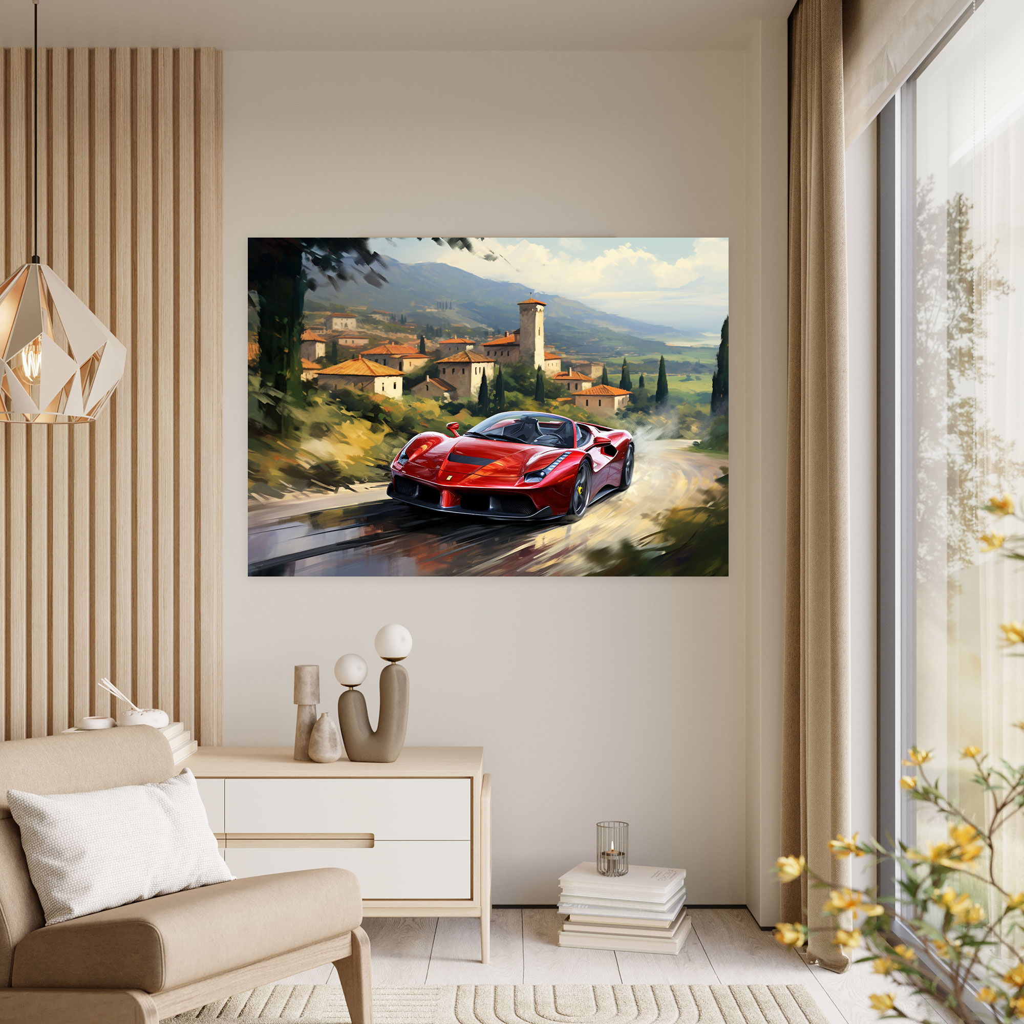 Ferrari Canvas Print - Scenic Motion - Ferrari, Canvas Wall Art, Canvas Print, Wall Decoration