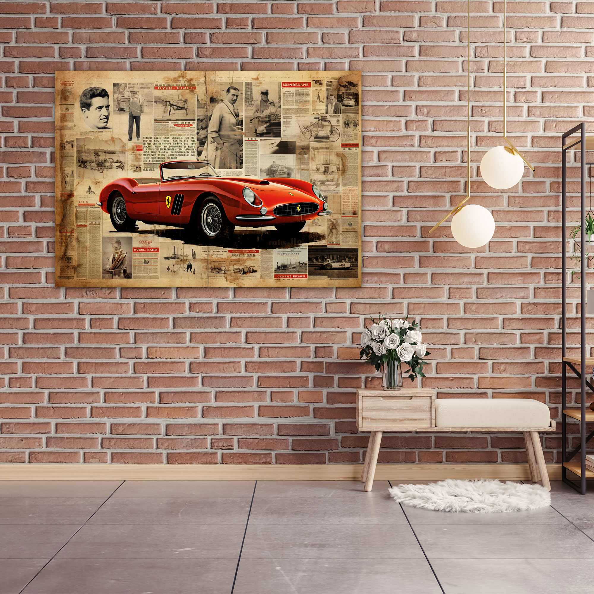 Ferrari Tarih Duvar Sanatı - Otomotiv Tarihi - Ev Dekorasyonu