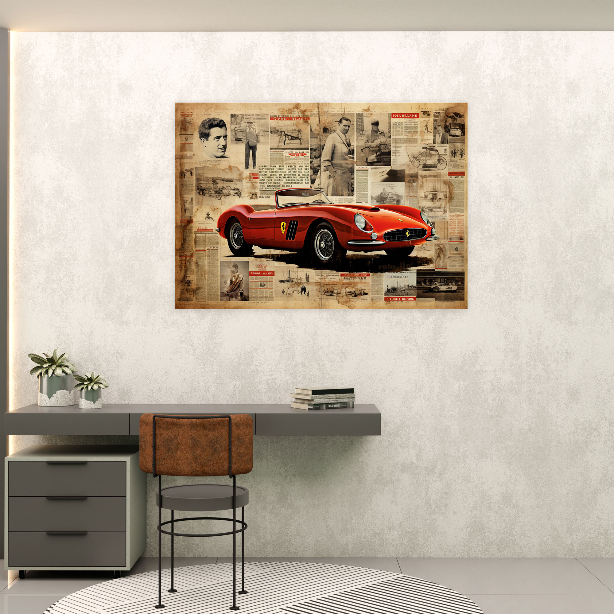 Ferrari Tarih Duvar Sanatı - Otomotiv Tarihi - Ev Dekorasyonu