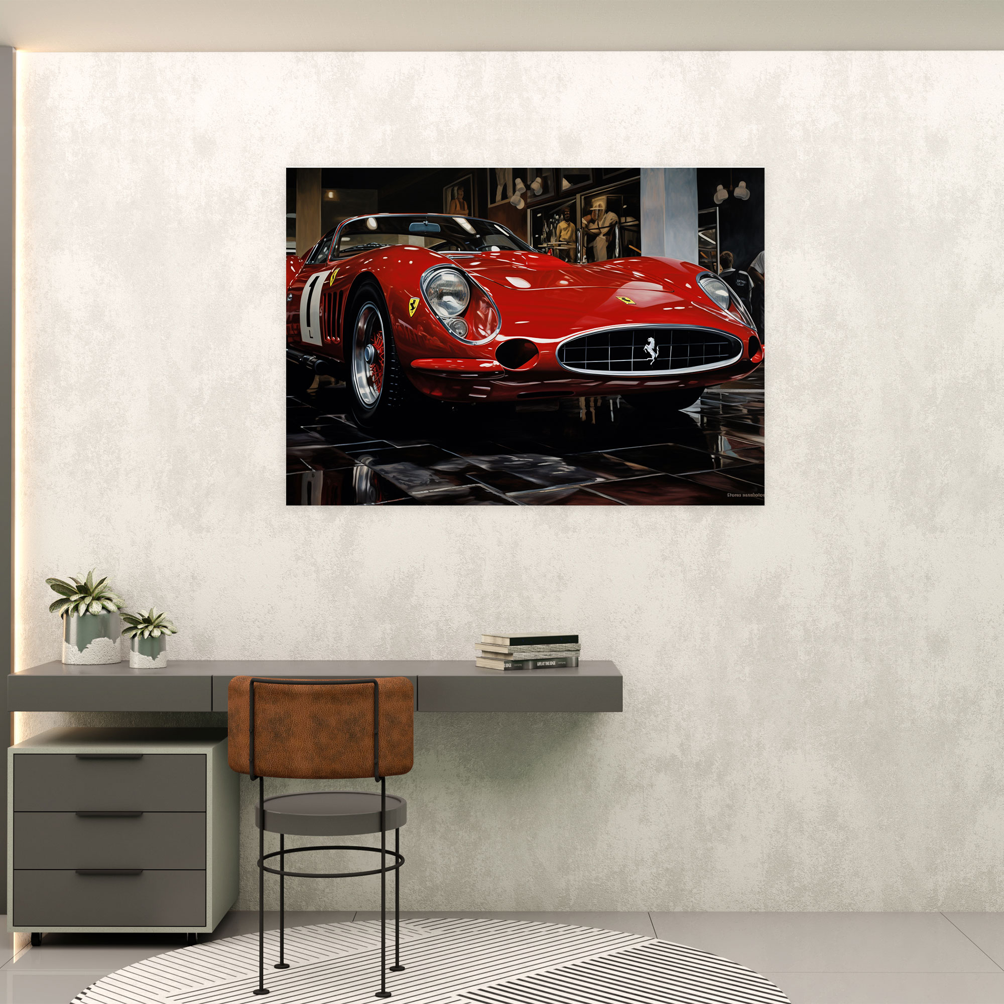 Ferrari Canvas Print - Realistic Precision - Ferrari, Canvas Print, Wall Decoration, Wall Art