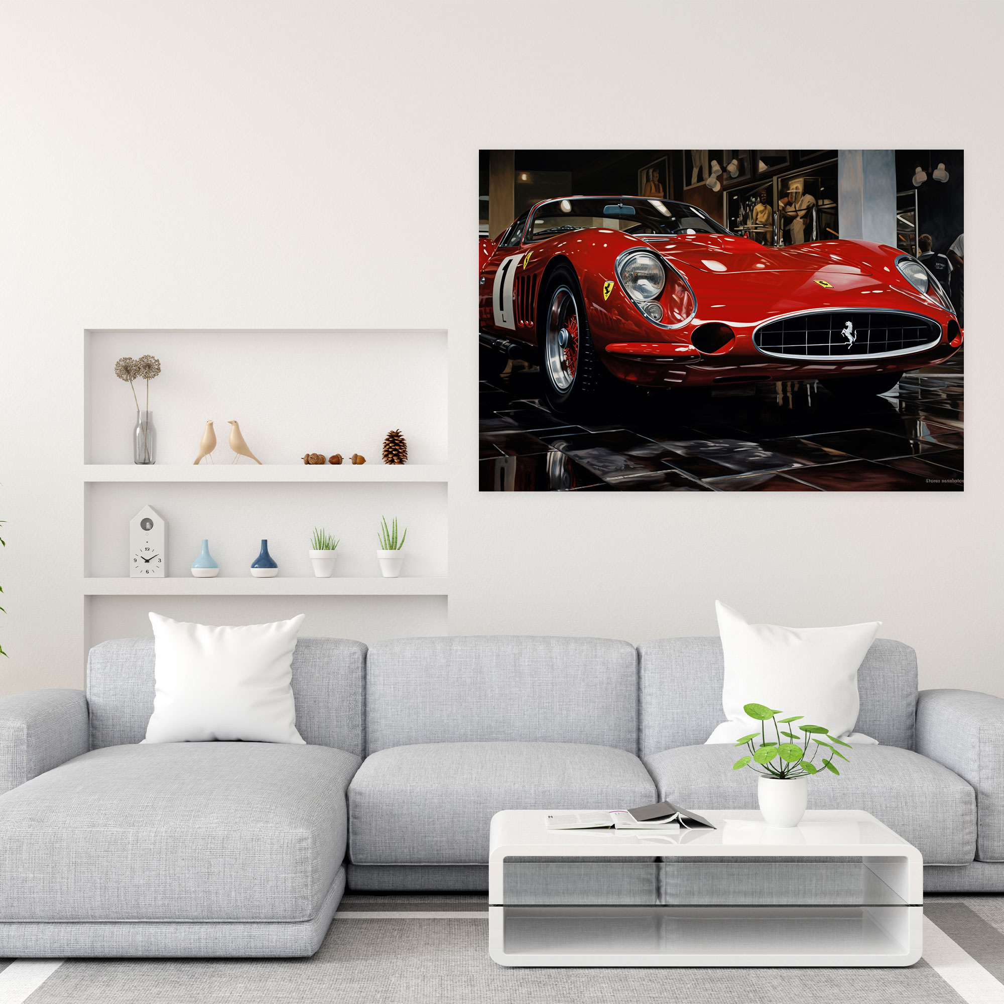 Ferrari Canvas Print - Realistic Precision - Ferrari, Canvas Print, Wall Decoration, Wall Art