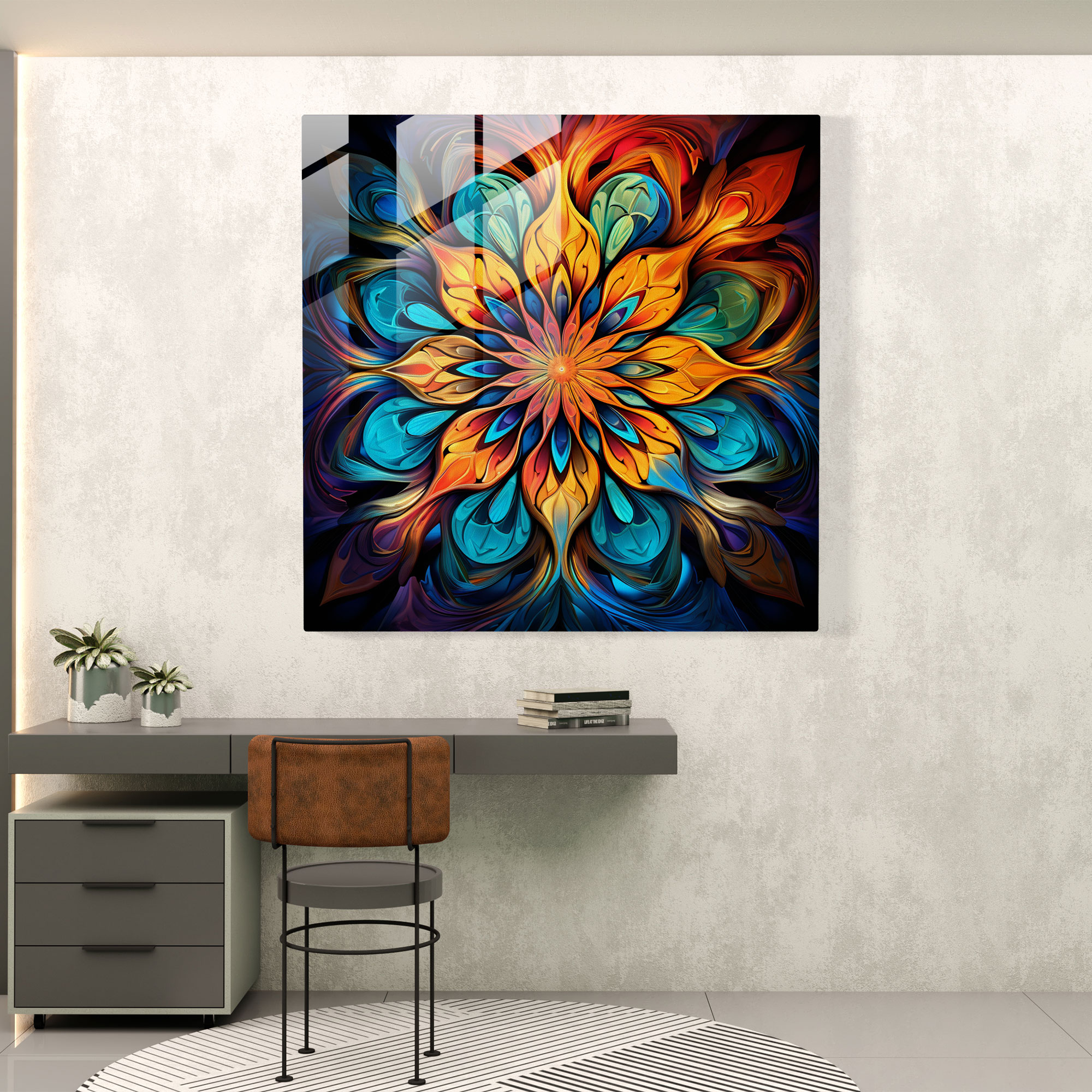 Funky Psychedelic Glass Print - Funky, Glass Print, Psychedelic Patterns, Modern Art