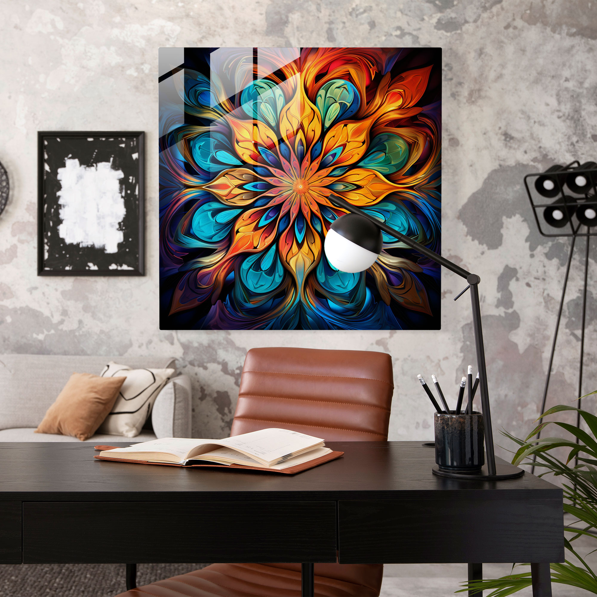 Funky Psychedelic Glass Print - Funky, Glass Print, Psychedelic Patterns, Modern Art