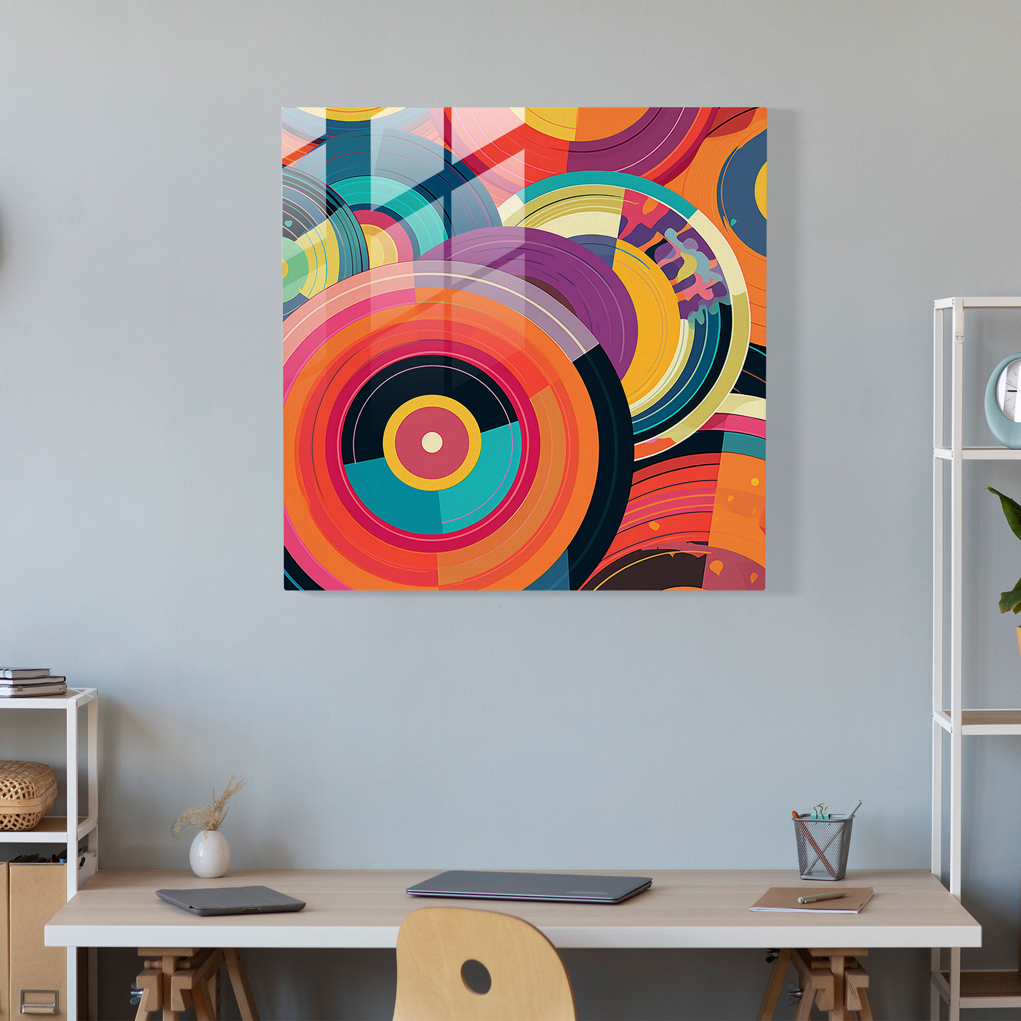 Funky Vinyl Groove Glass Print - Funky, Wall Decoration, Home Decoration, Funky Pattern