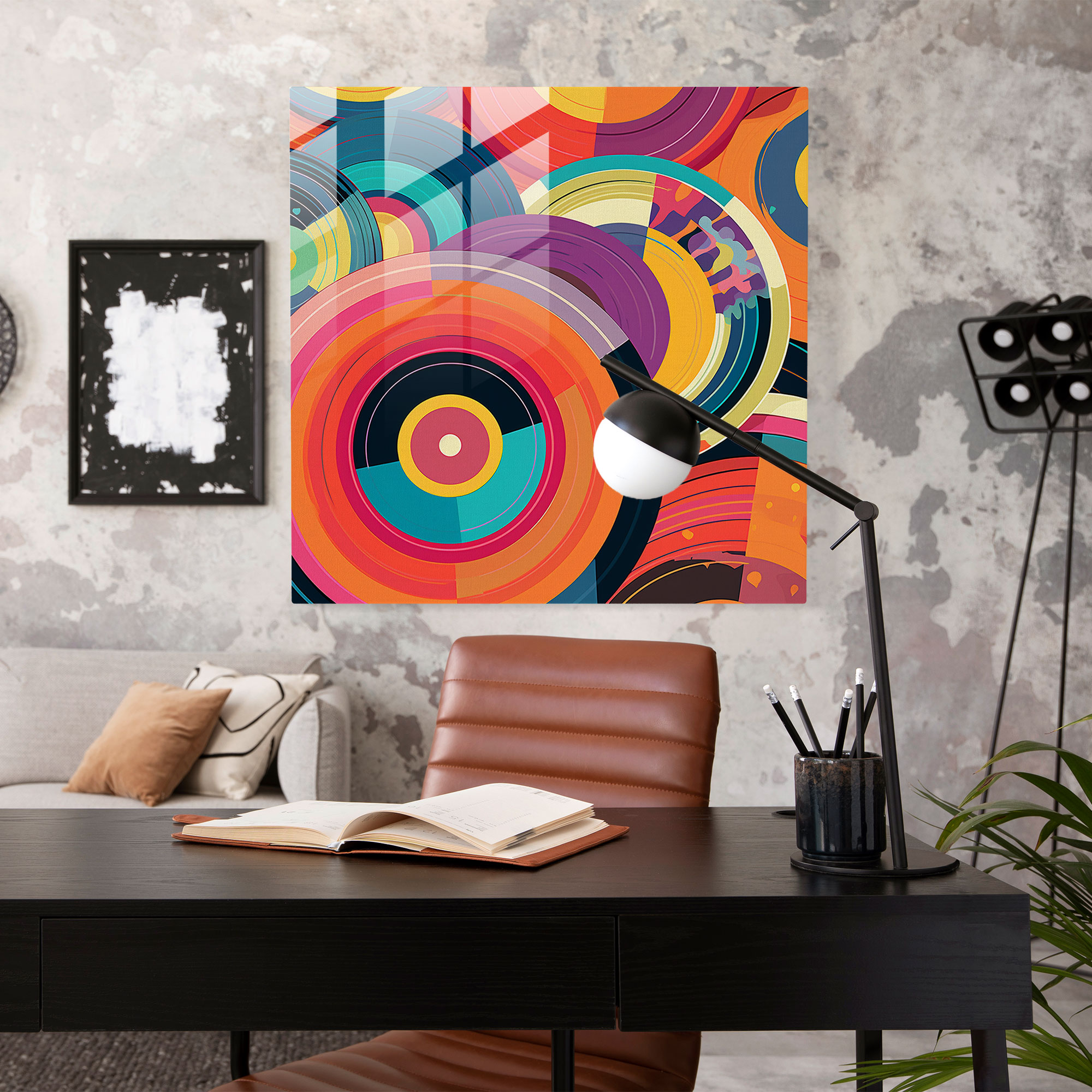 Funky Vinyl Groove Glass Print - Funky, Wall Decoration, Home Decoration, Funky Pattern