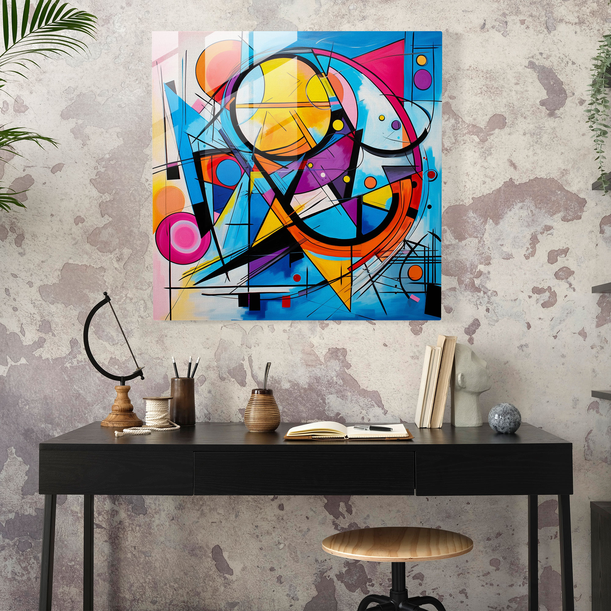 Funky Geometric Fusion Glass Print - Funky, Glass Wall Art, Glass Art, Funky