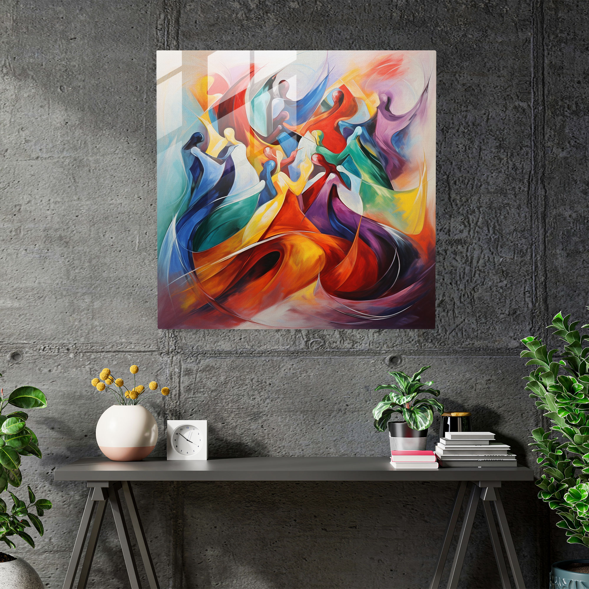 Funky Colorful Abstract Glass Print - Funky, Glass Print, Modern Art, Glass Art